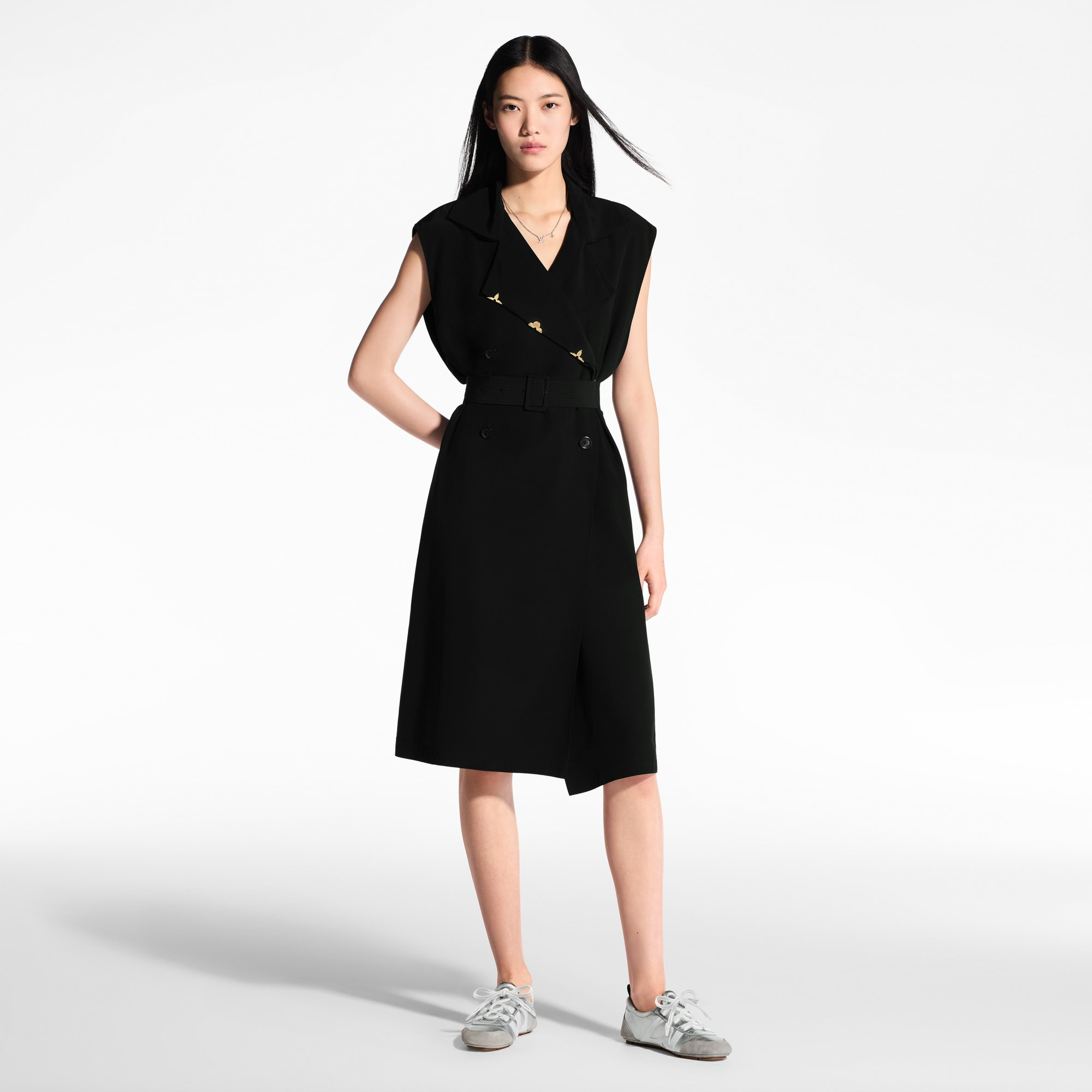 Belted Double-Breasted Dress - 4