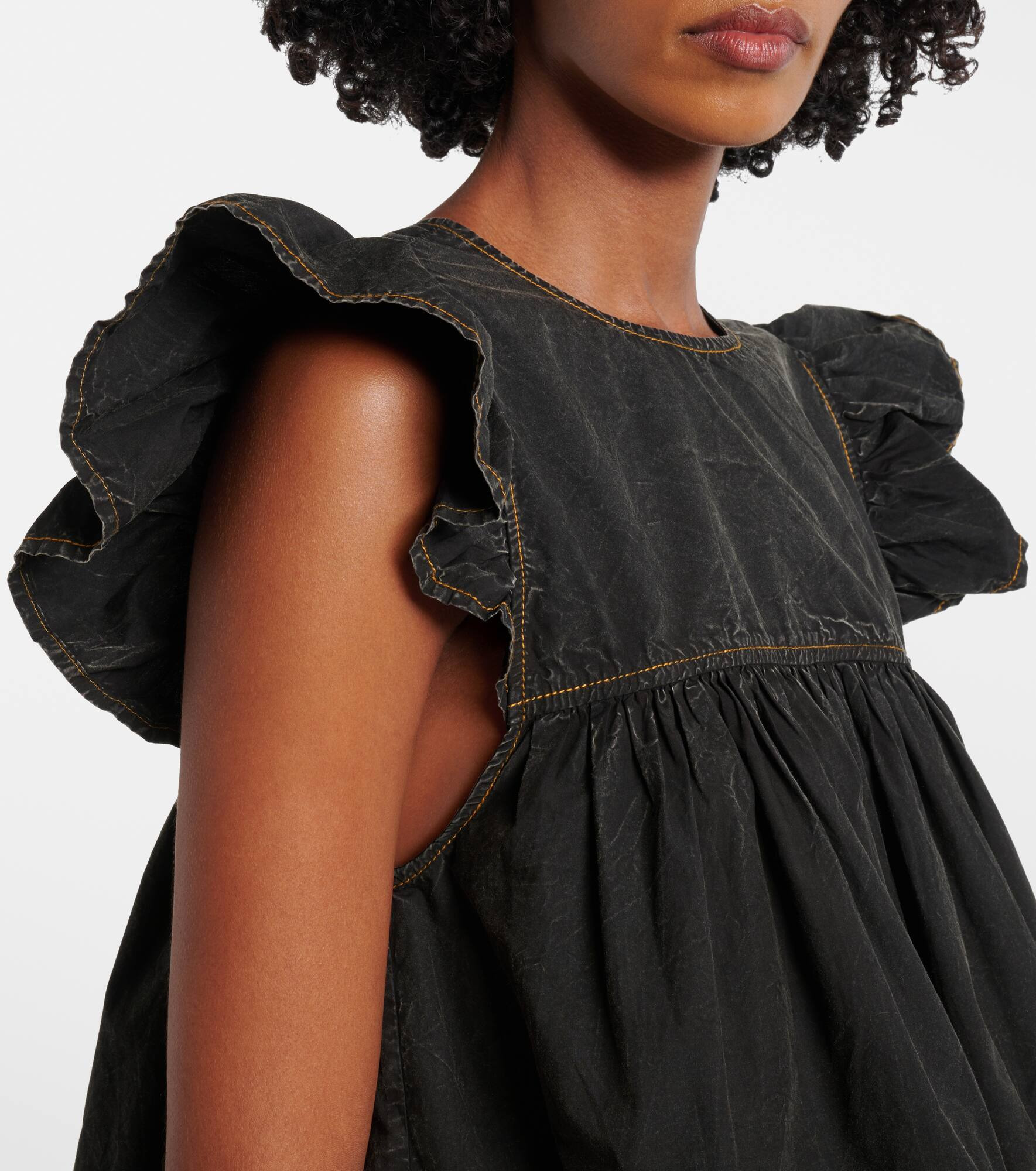 Gathered peplum denim top - 4