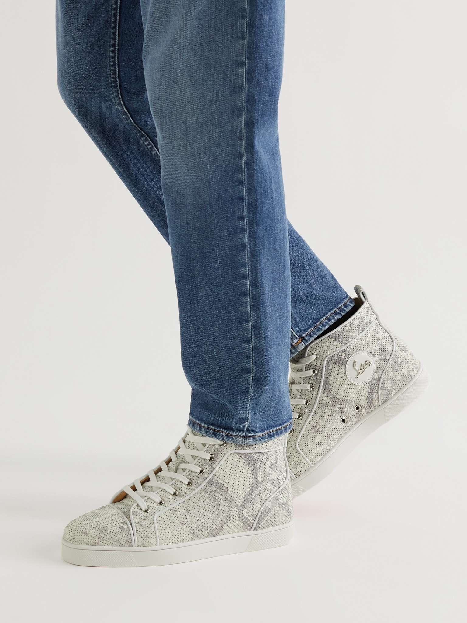 Louis Perforated Snake-Effect Leather High-Top Sneakers - 2