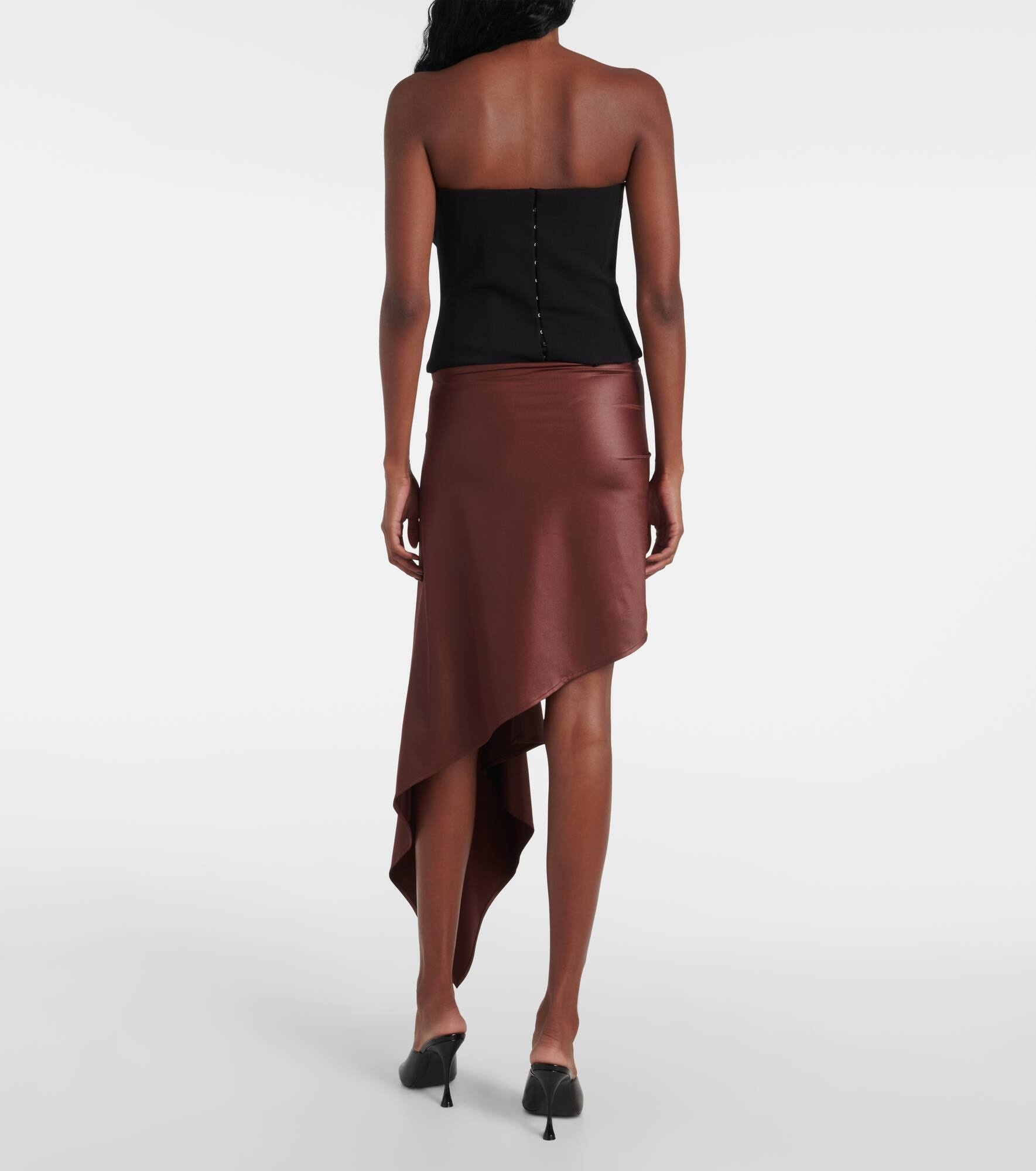 Floral-appliqué satin miniskirt - 3