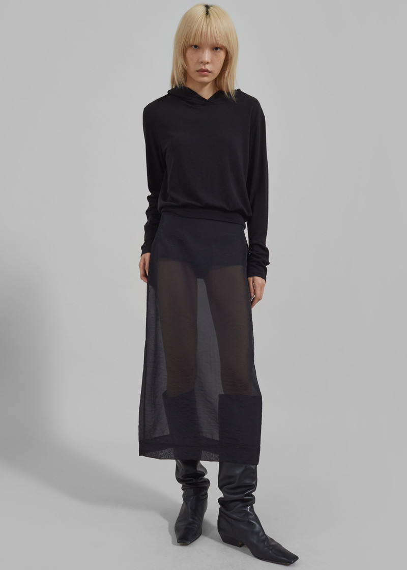 Yara Sheer Midi Skirt - Black 1