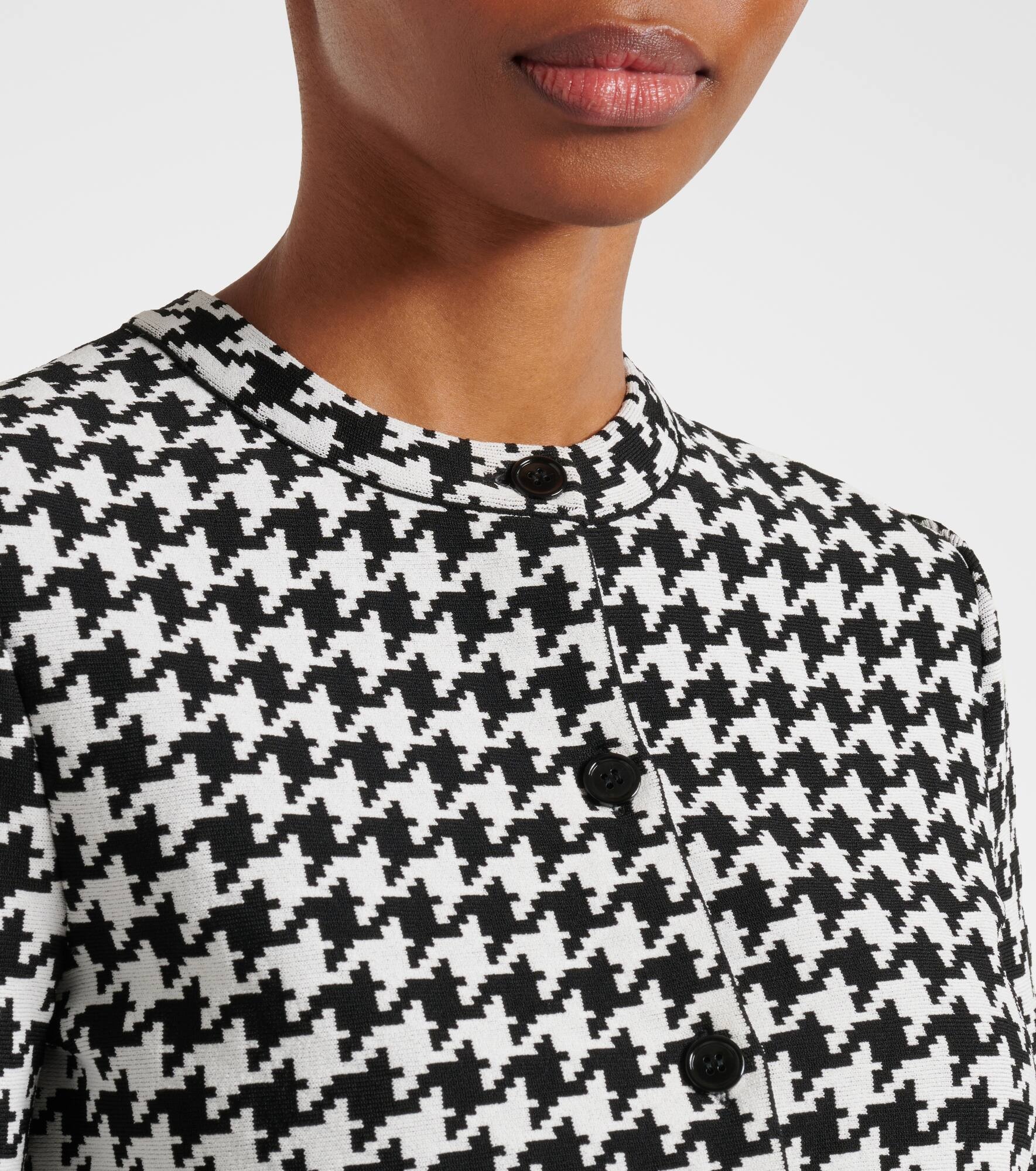 Houndstooth fringed jacquard cardigan - 4