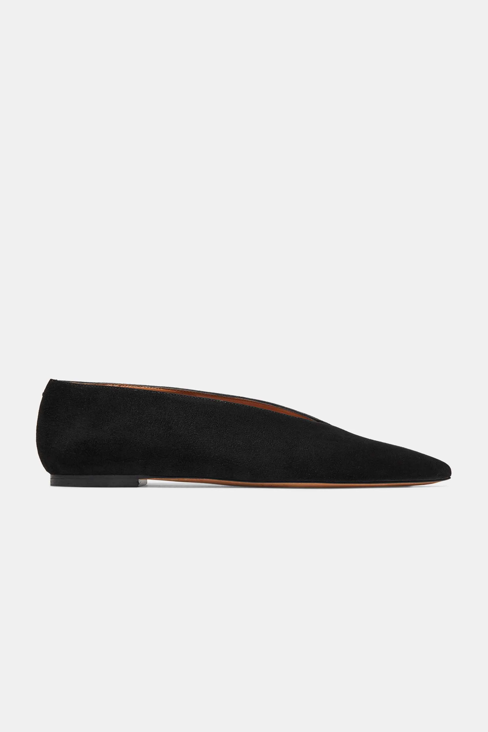 POINTY V-FLAT IN BLACK SUEDE - 1