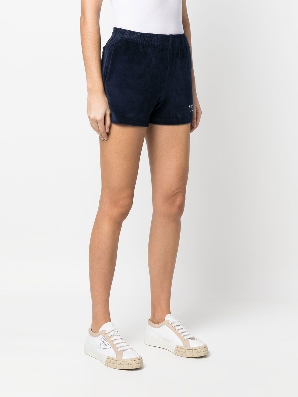 embroidered-logo velour shorts - 3