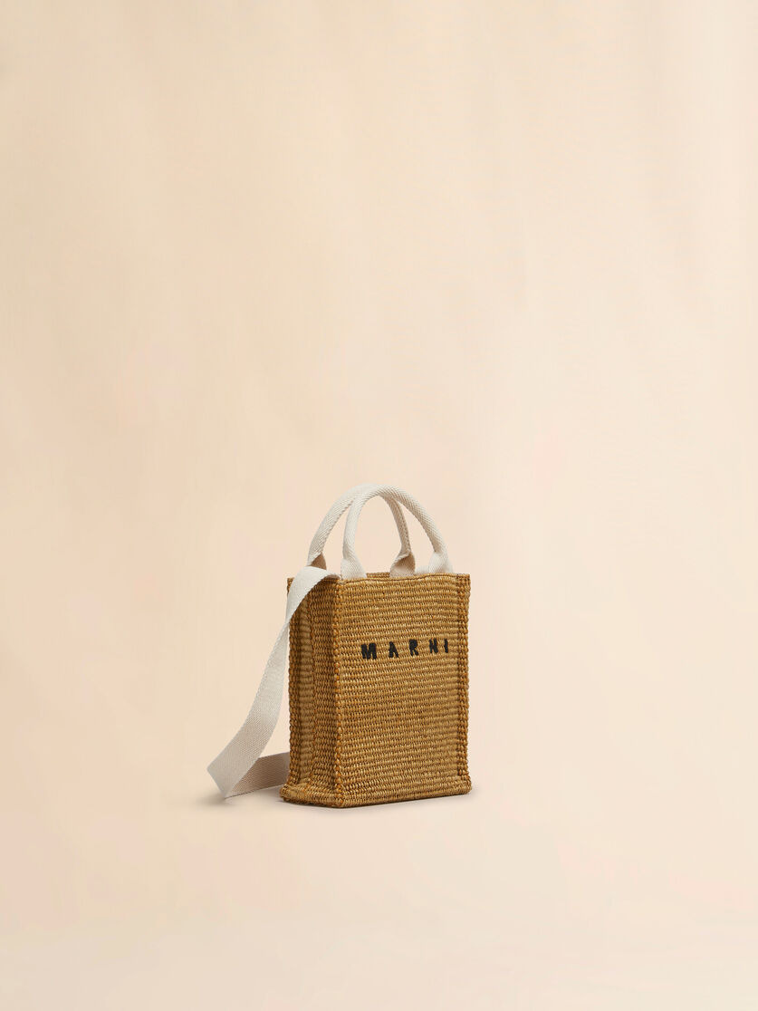 BROWN RAFFIA-EFFECT TOTE MINI BAG - 6