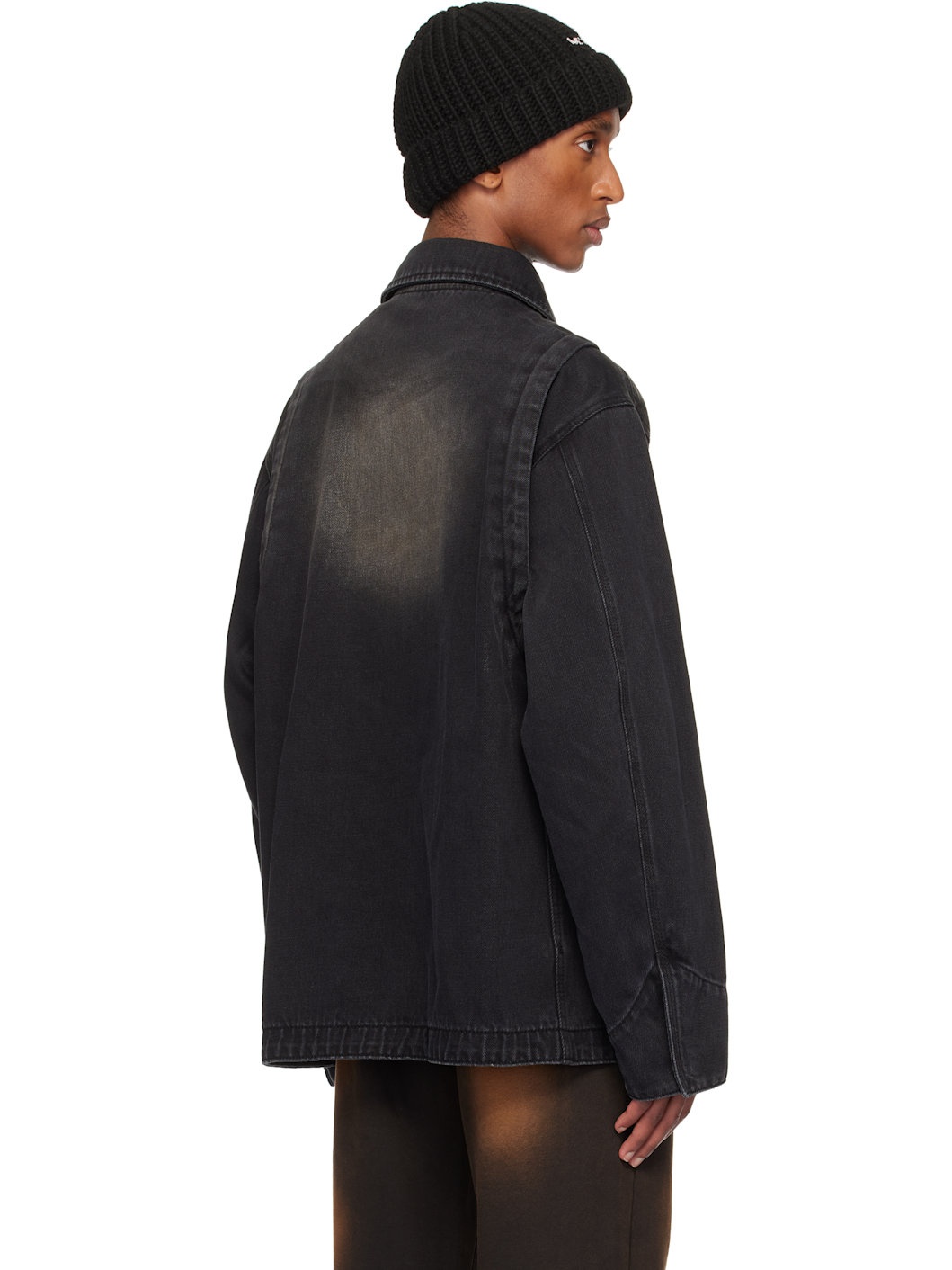 Black Classic Washed Denim Jacket - 3