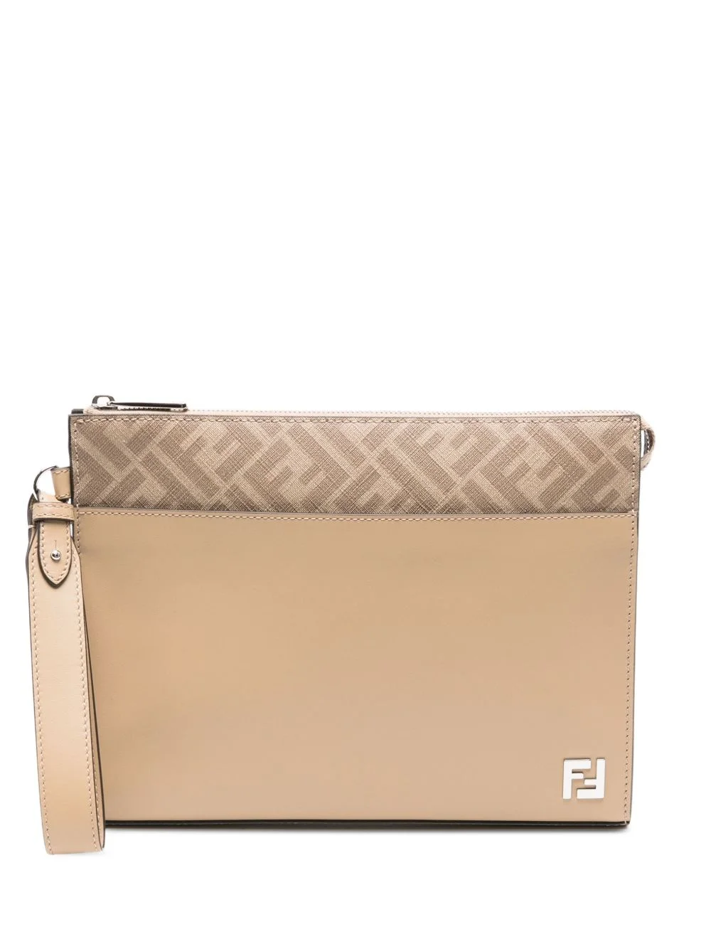 FF-motif leather clutch bag - 1