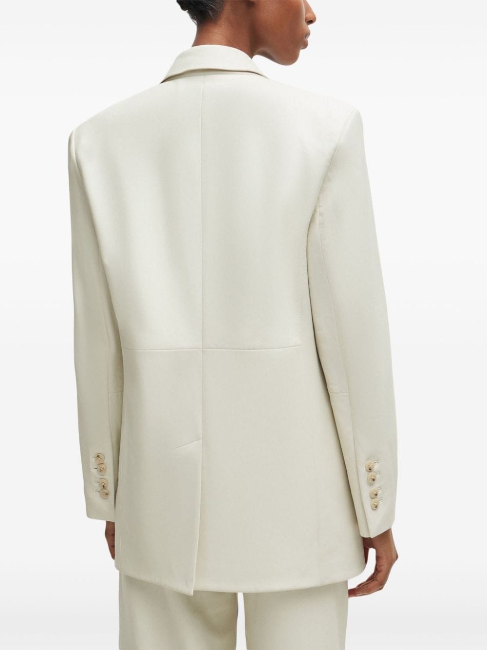double-breasted leather blazer - 4