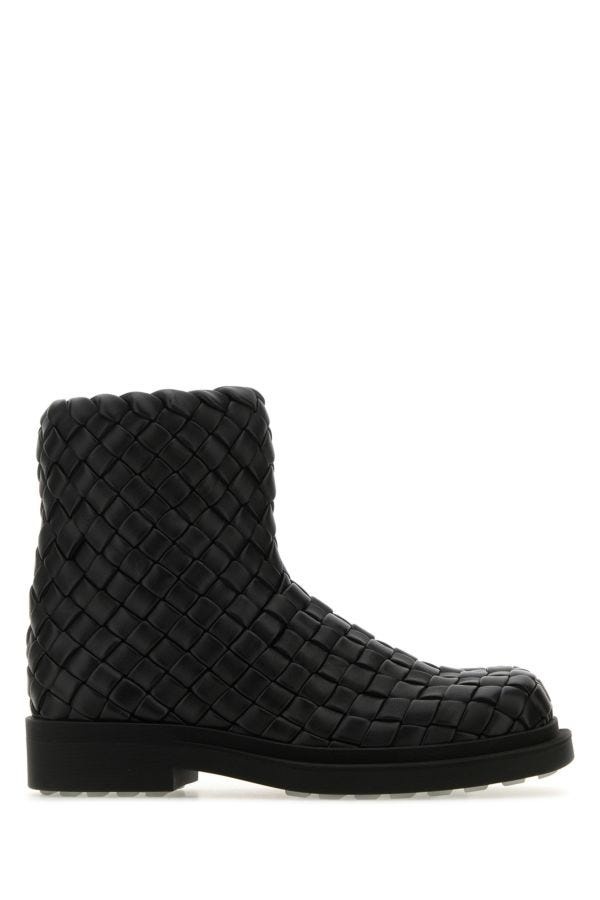 Bottega Veneta Man Black Leather Ben Ankle Boots - 1