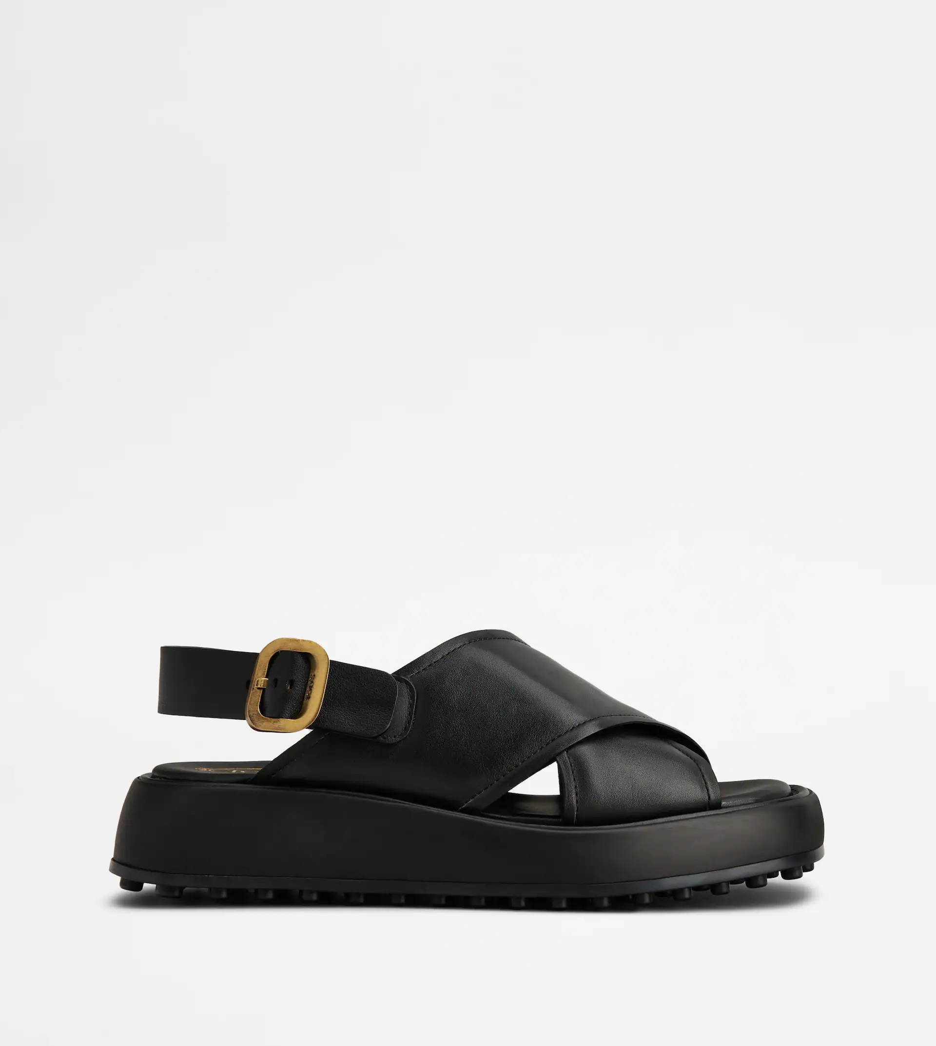 SANDALS IN LEATHER - BLACK - 1