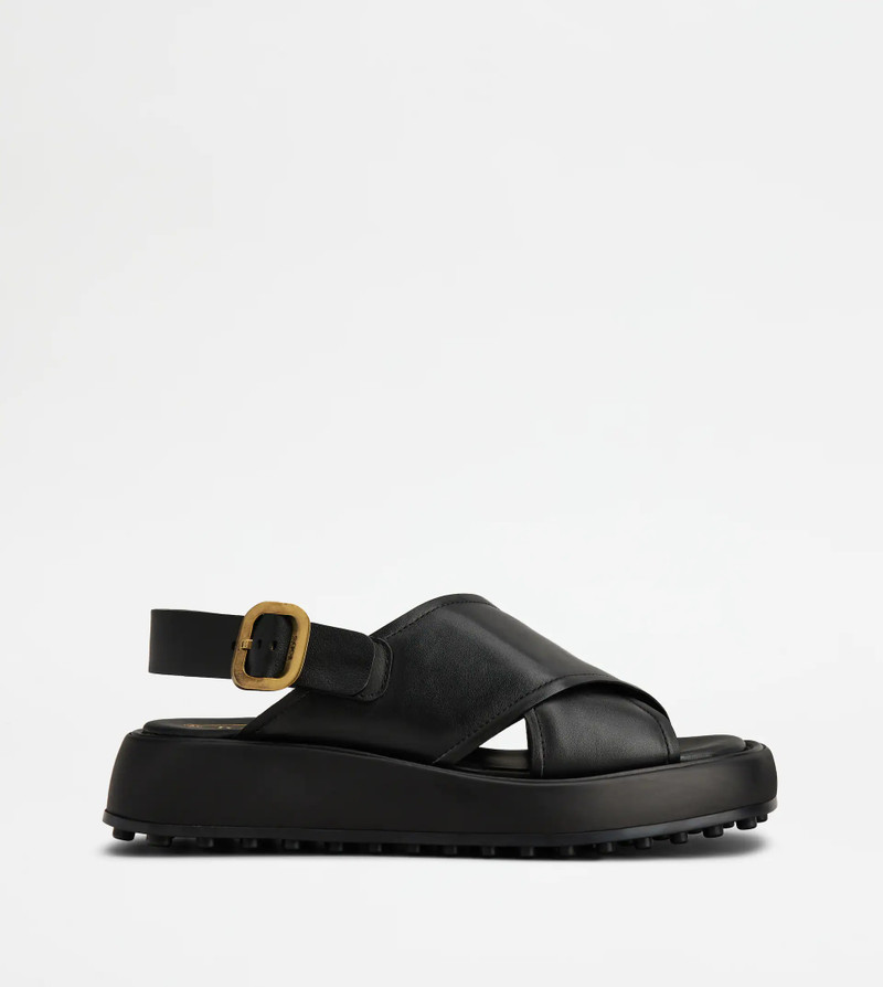 SANDALS IN LEATHER - BLACK 1