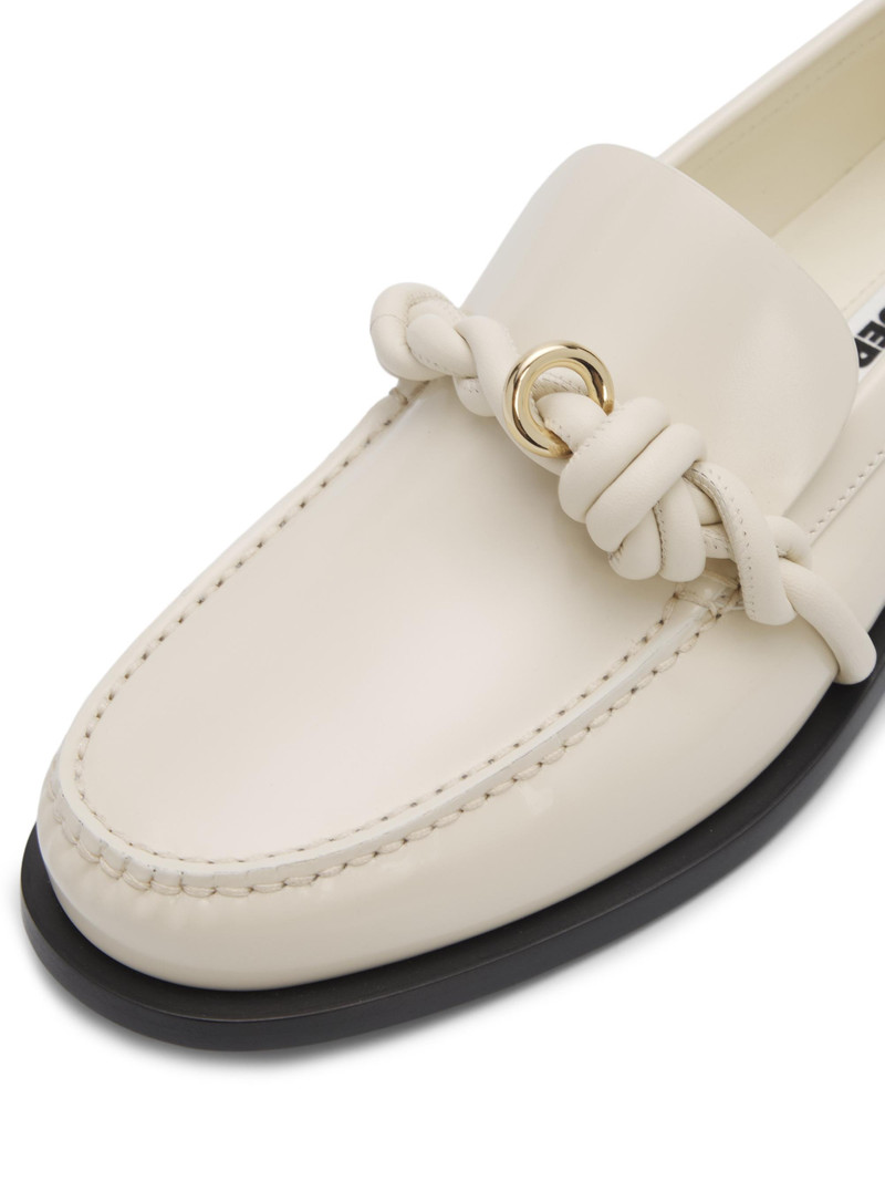Women's Braided-Design Leather Loafers - Eggshell 5