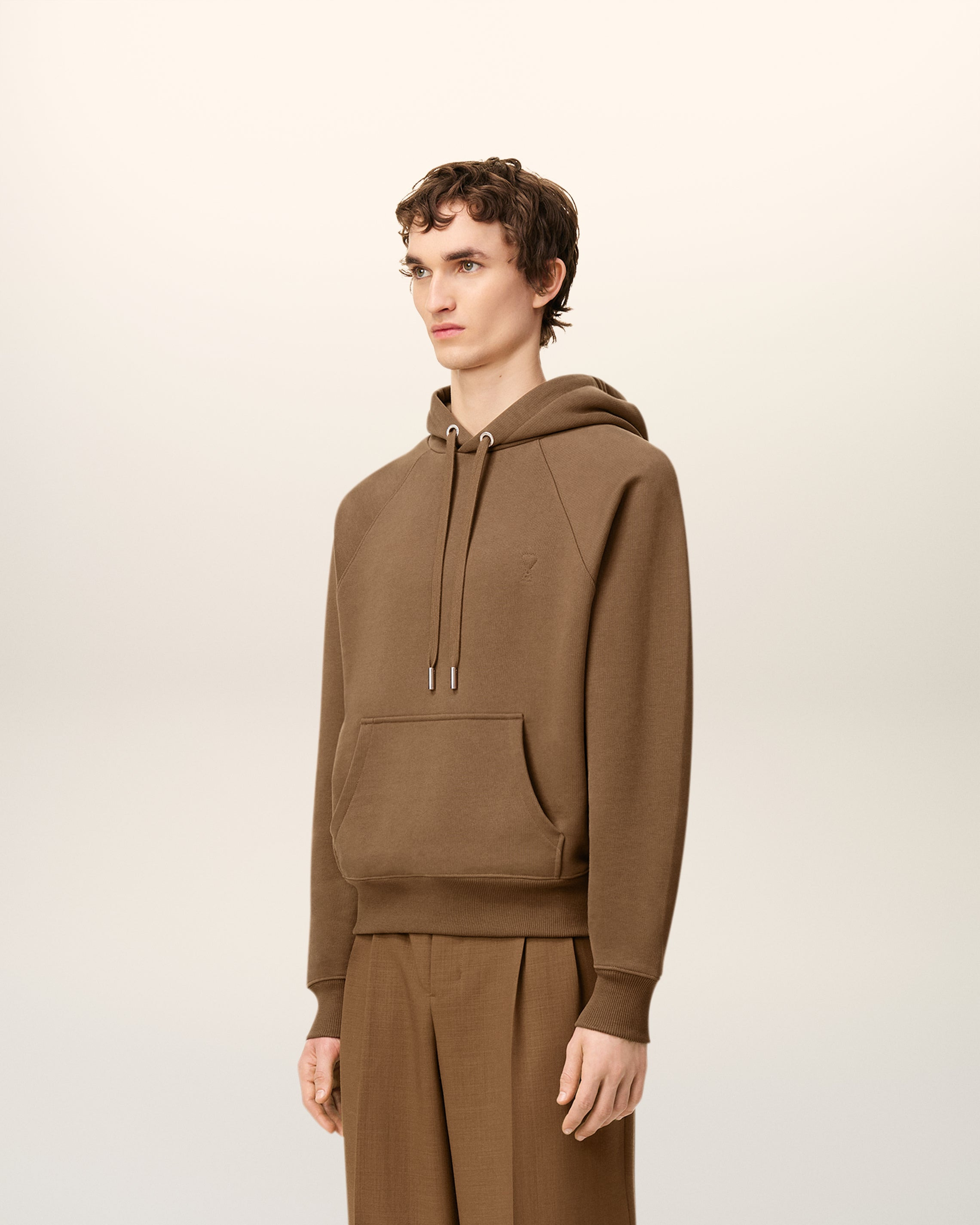BROWN COTTON AMI DE COEUR HOODIE - 7