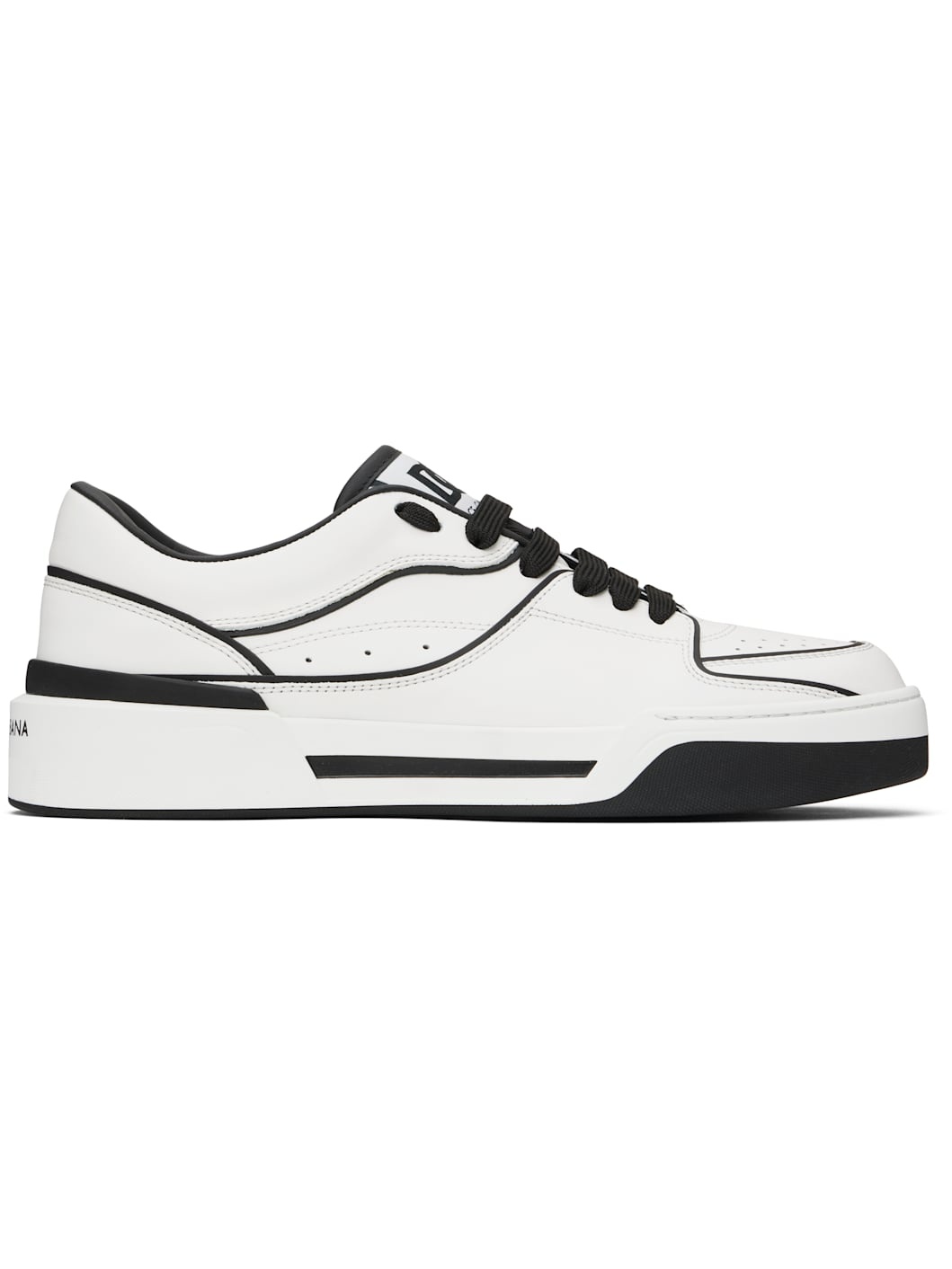 White & Black Calfskin New Roma Sneakers - 1