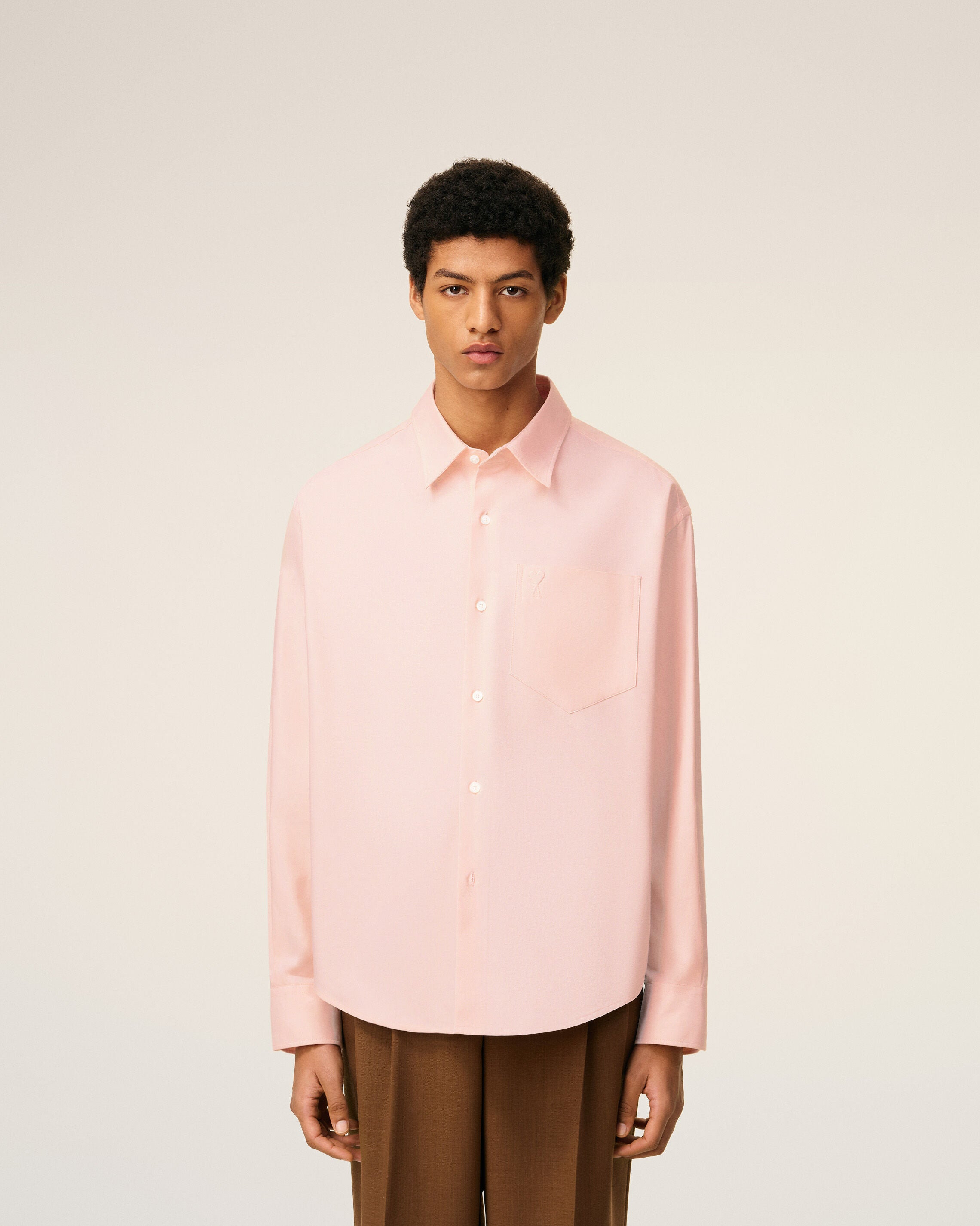 PINK COTTON EMBOSSED AMI DE COEUR BOXY SHIRT - 3