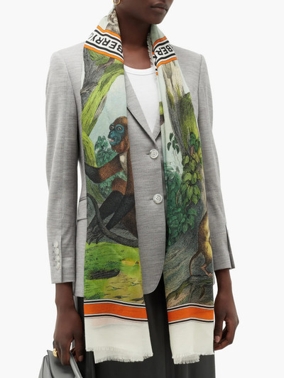 Burberry Monkey-print cashmere scarf outlook