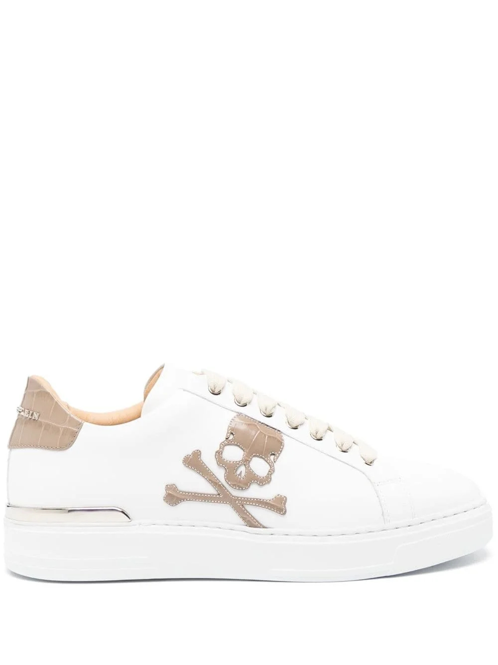 skull-patch leather sneakers - 1