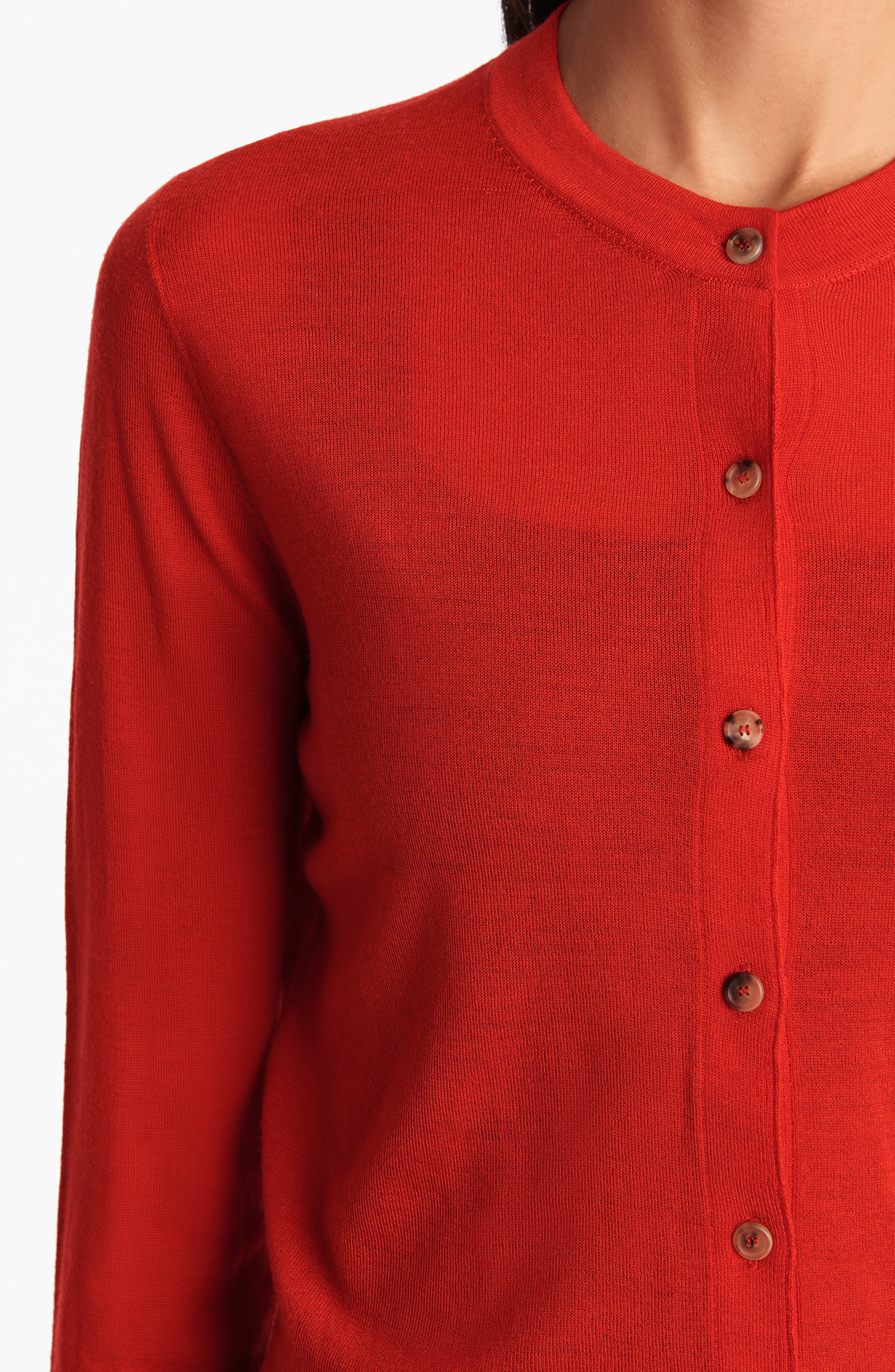 Khaite Brieta Merino Wool Blend Cardigan in Fire Red at Nordstrom - 4