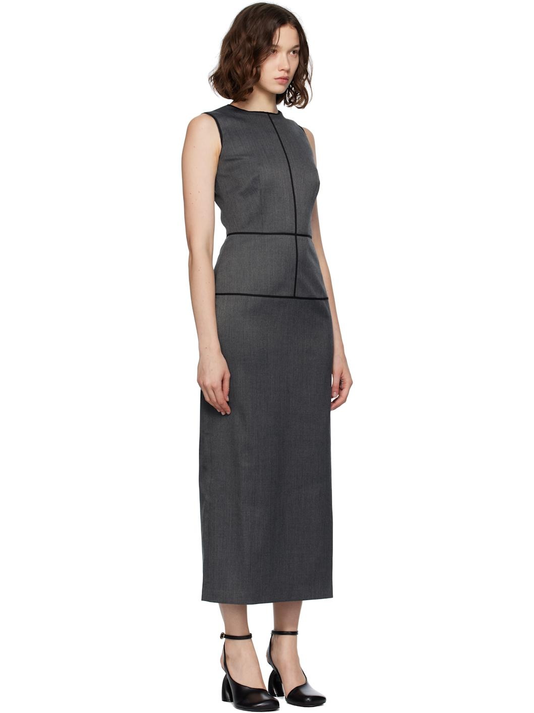 Gray Raw Edge Midi Dress - 2