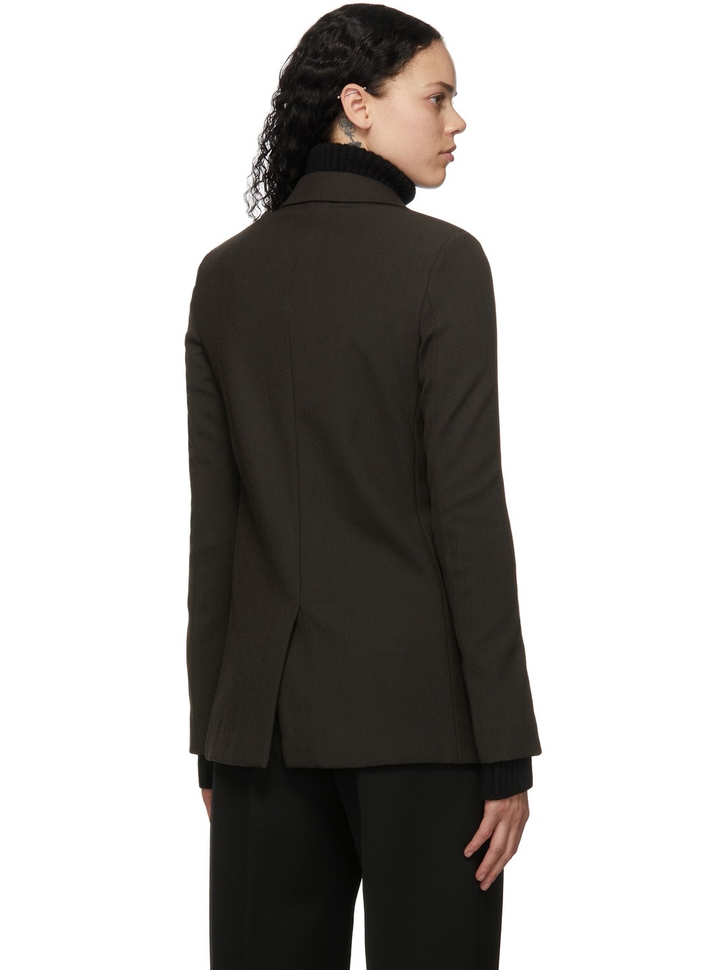 Brown Wool Twill Blazer - 3