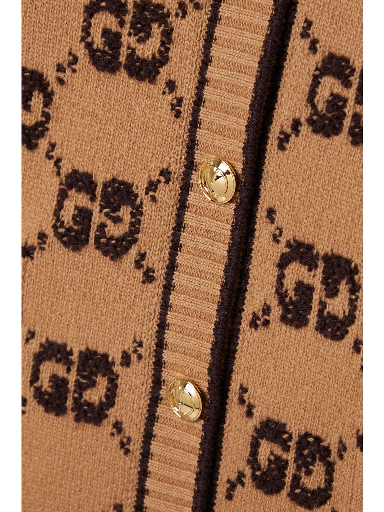 Wool bouclé-jacquard cardigan Brown - 4