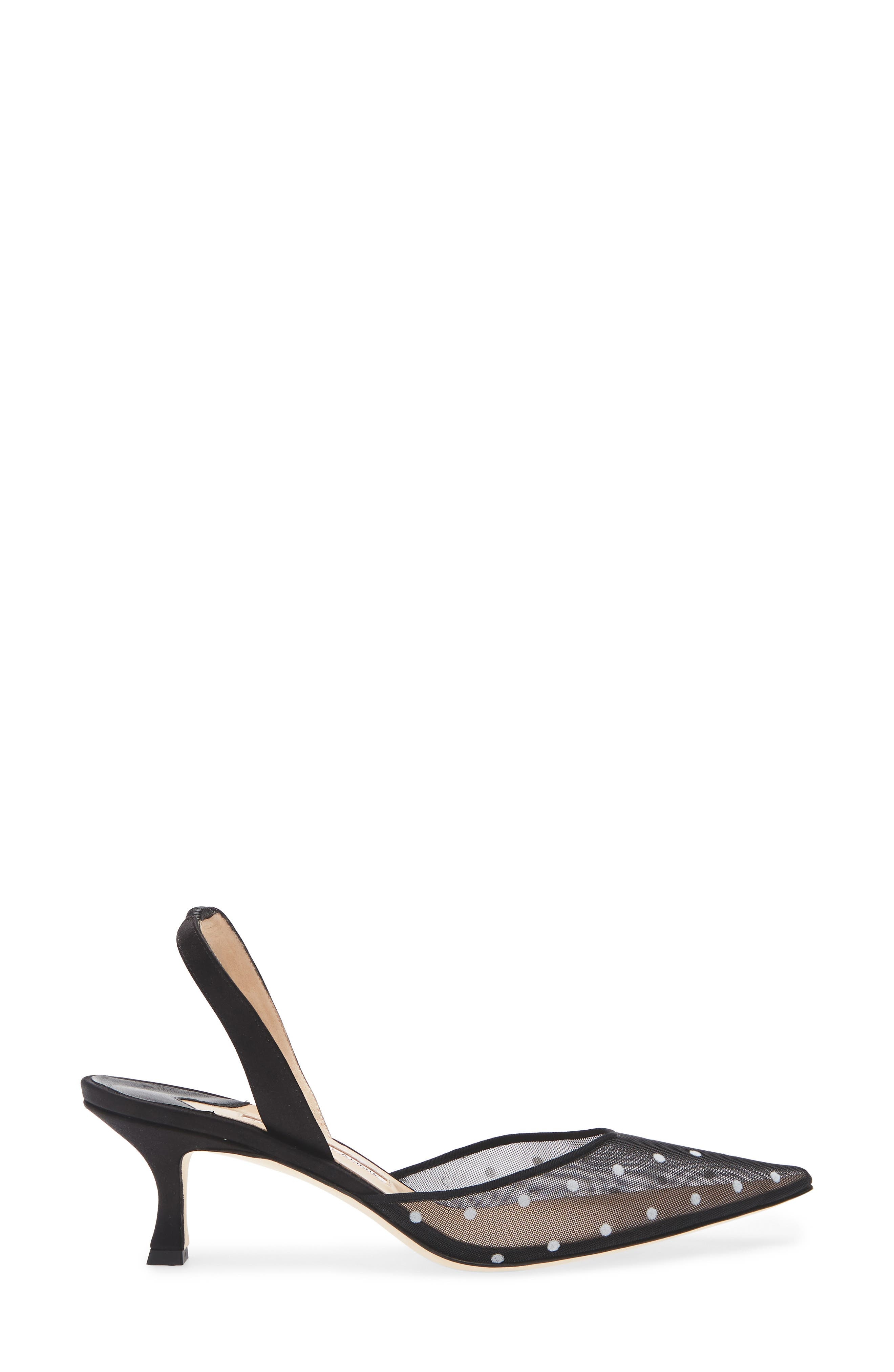 Manolo Blahnik Carolyne Polka Dot Pointed Toe Slingback Pump in Black at Nordstrom - 3