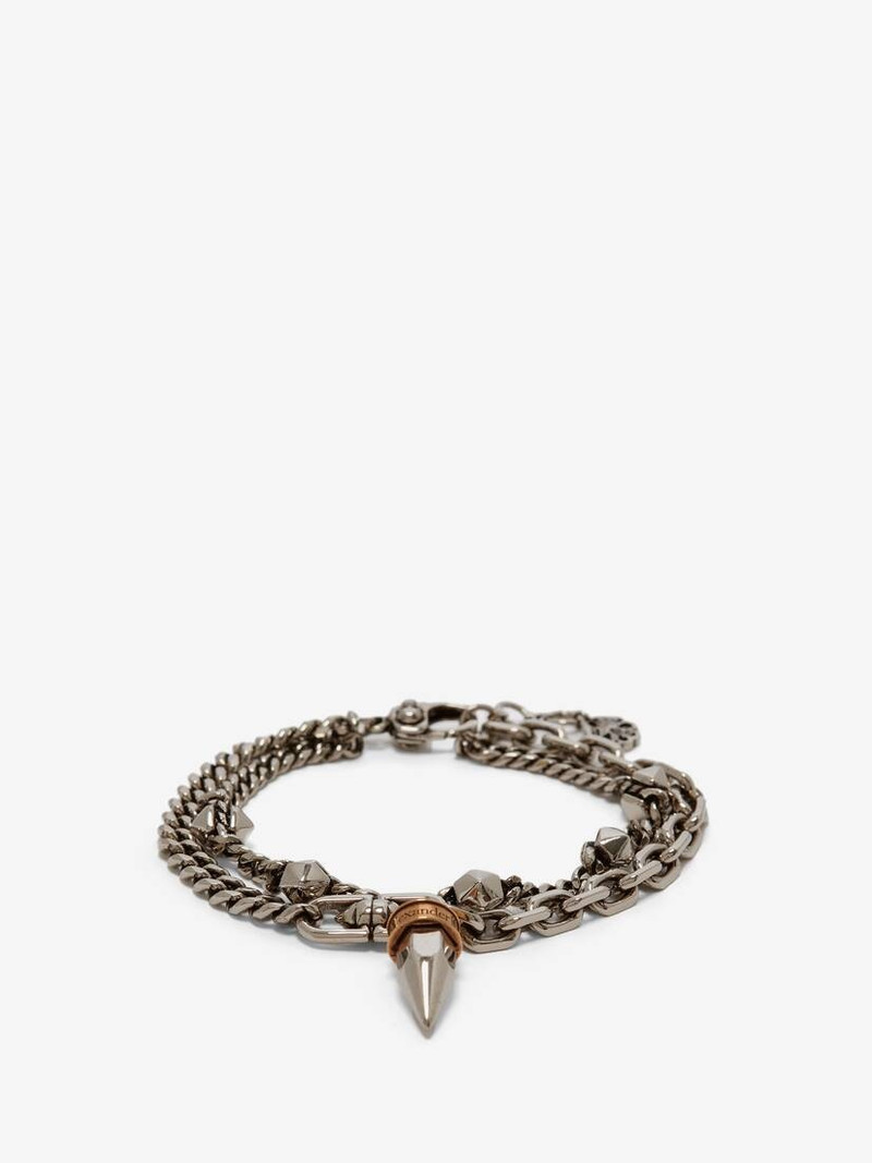Alexander McQueen Men's Punk Stud Bracelet in Antique Silver outlook