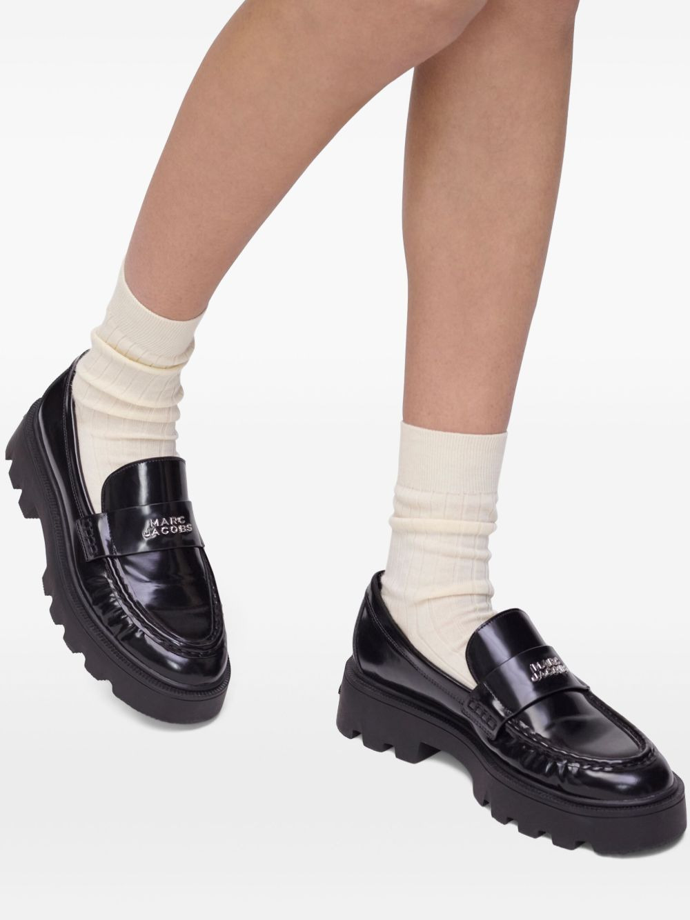 logo-plaque platform loafers - 5