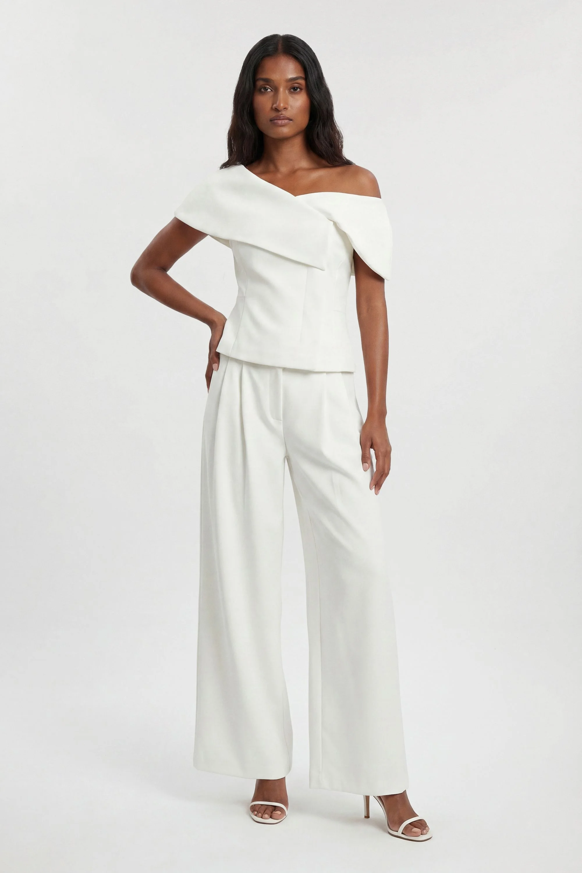 Petite Compact Viscose Stretch Tailored Wide Leg Trouser - 1