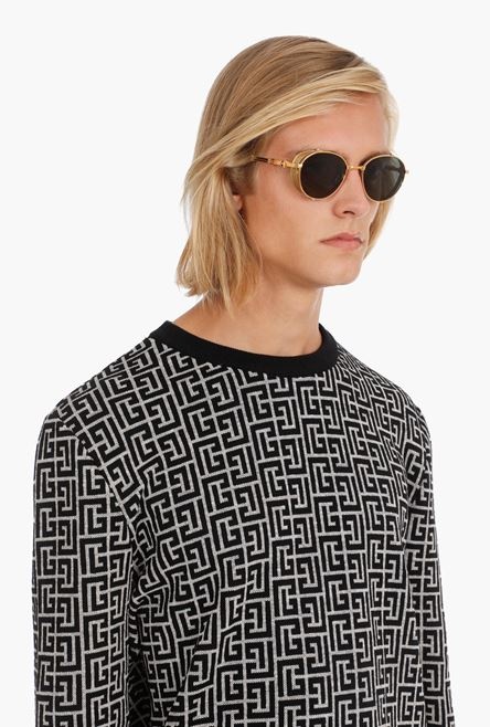 Black and gold-tone titanium Brigade-I sunglasses - 5