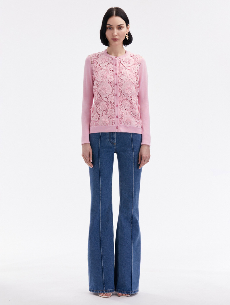 Oscar de la Renta FLORAL GUIPURE INSET CARDIGAN outlook