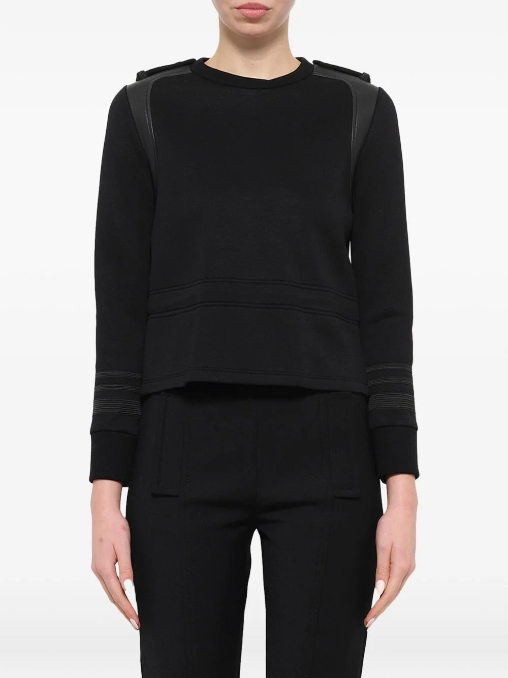leather details sweatshirt - 1