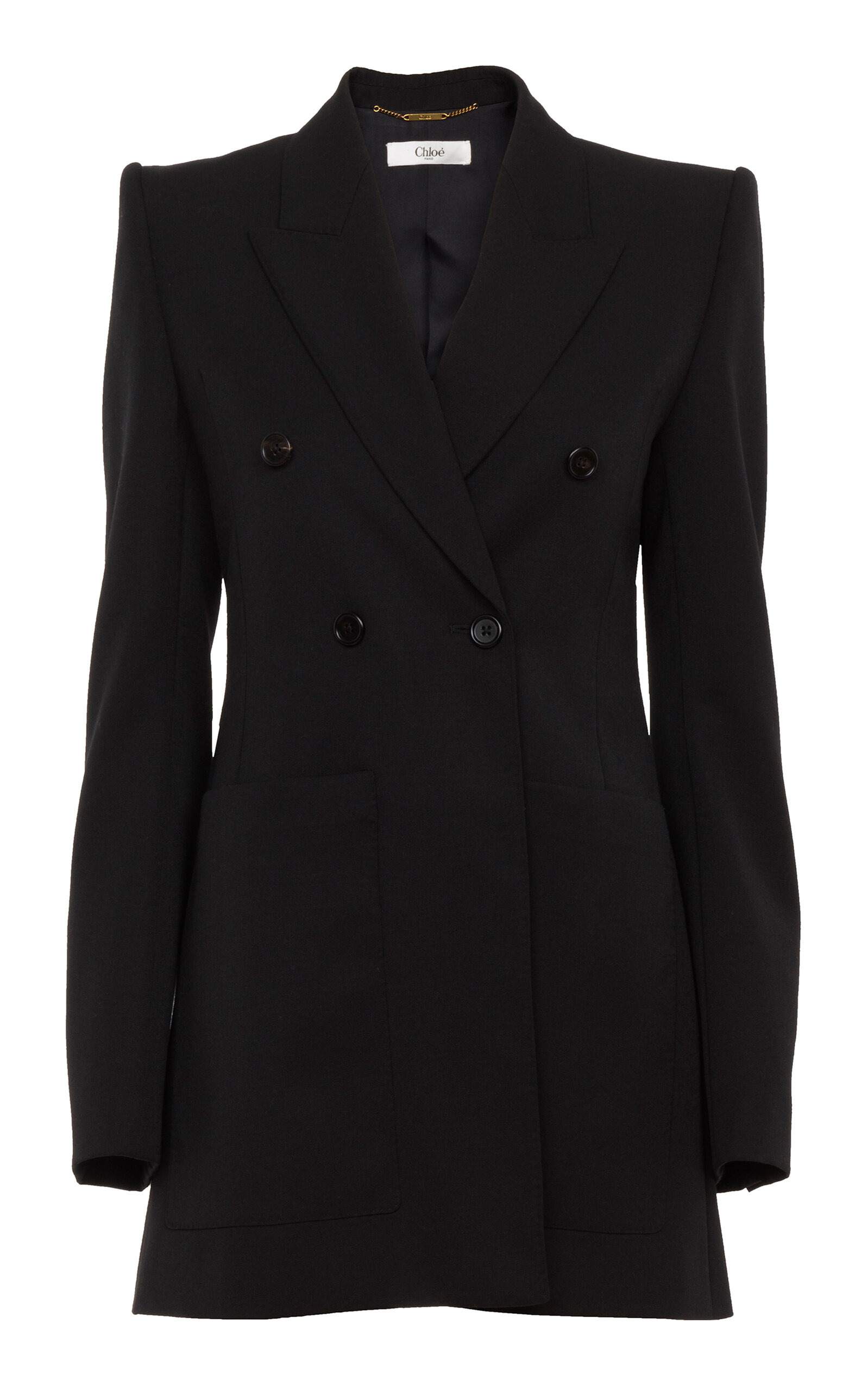 Double-Breasted Grain De Poudre Wool Blazer black - 1