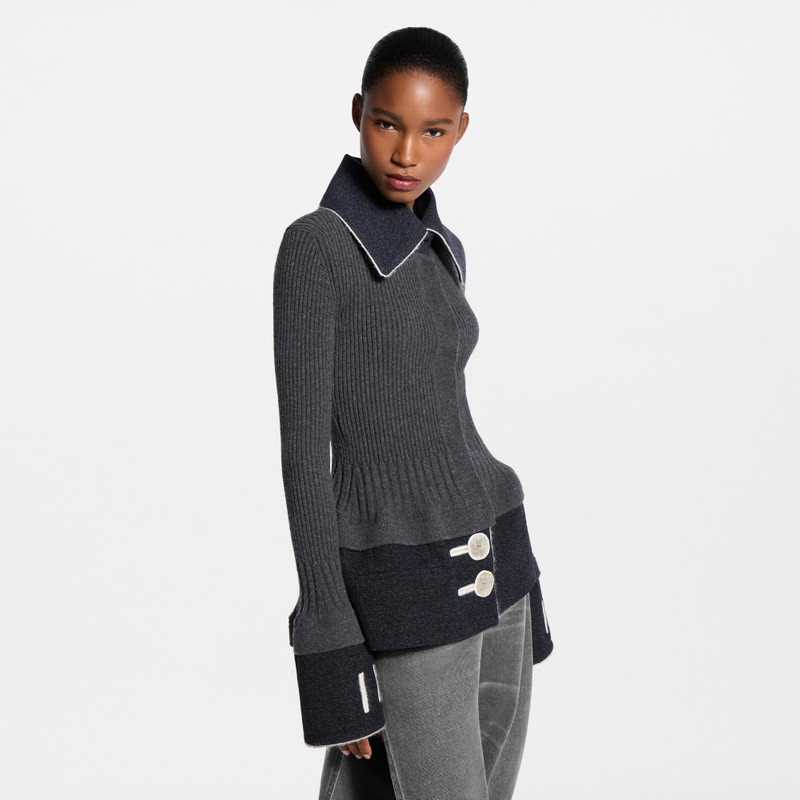 Contrast Stitch Trompe L’Oeil Knit Top 2