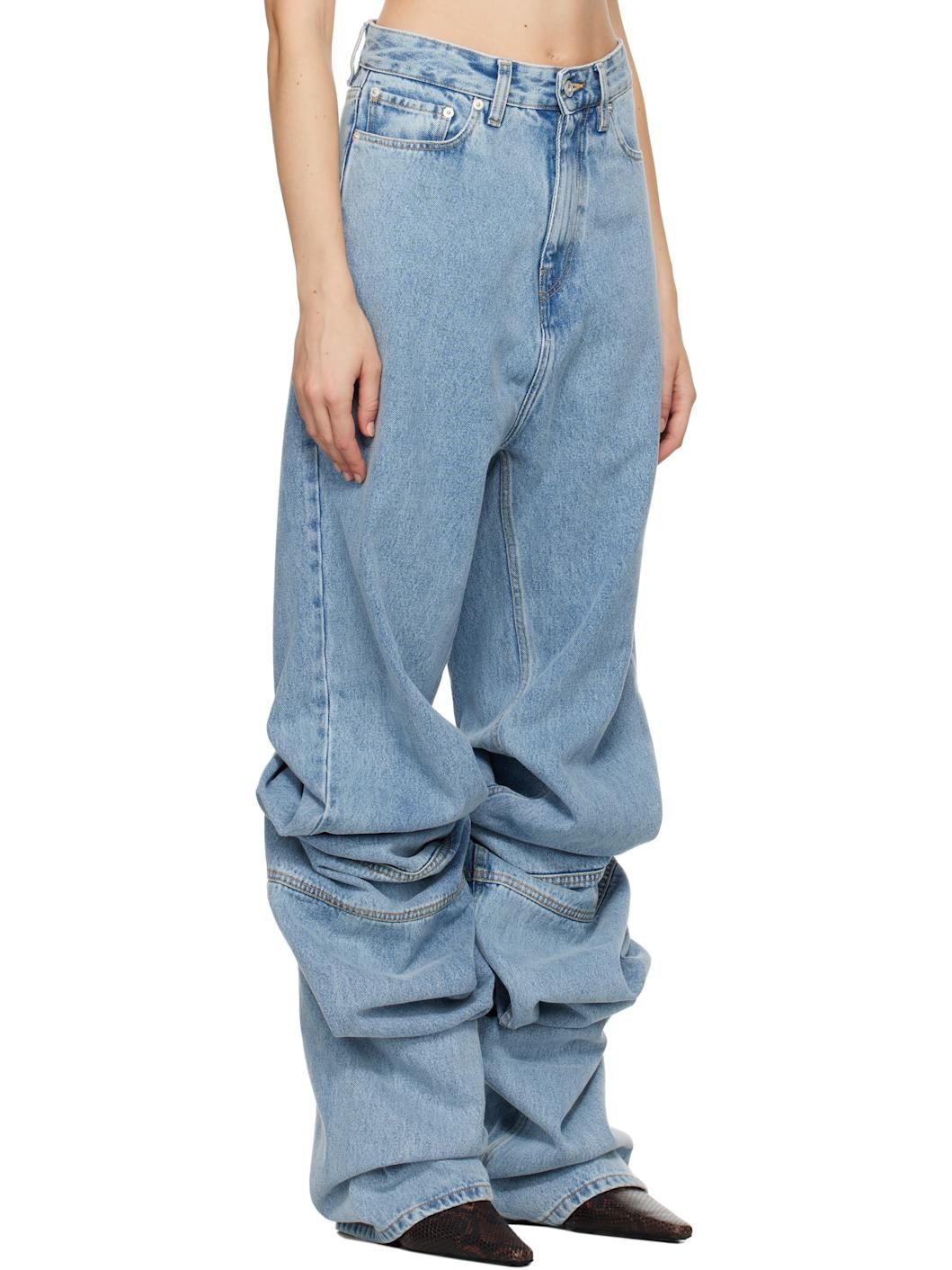 Blue Draped Cuff Jeans - 2