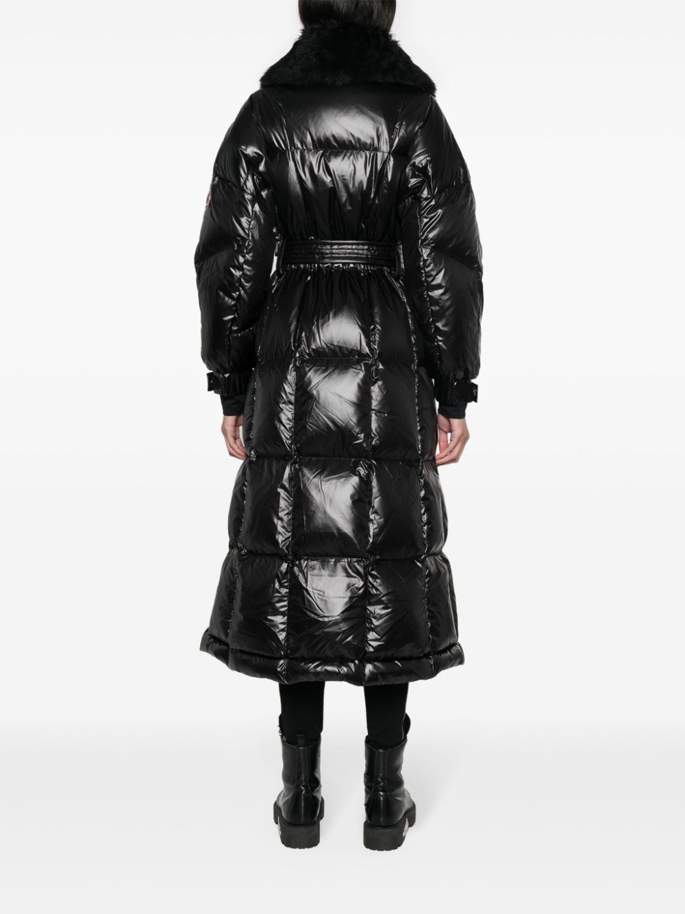 Combovin faux-fur collar belted coat - 4