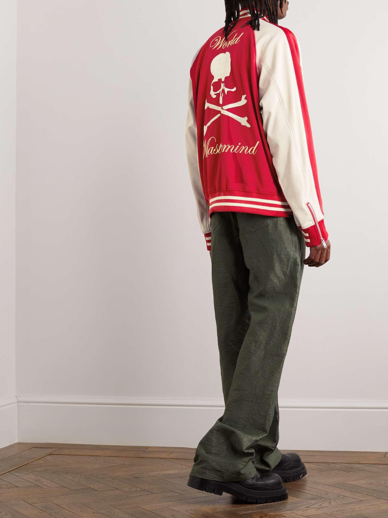 MASTERMIND WORLD Embroidered Two-Tone Stretch-Jersey Bomber Jacket 