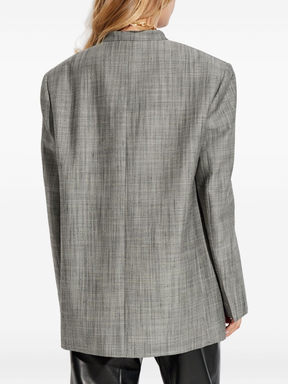 satin-lapel checked jacket - 4