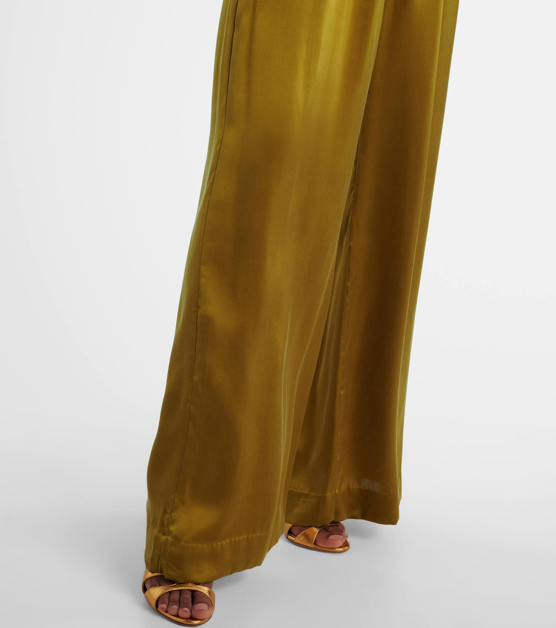 Silk satin wide-leg pants - 5