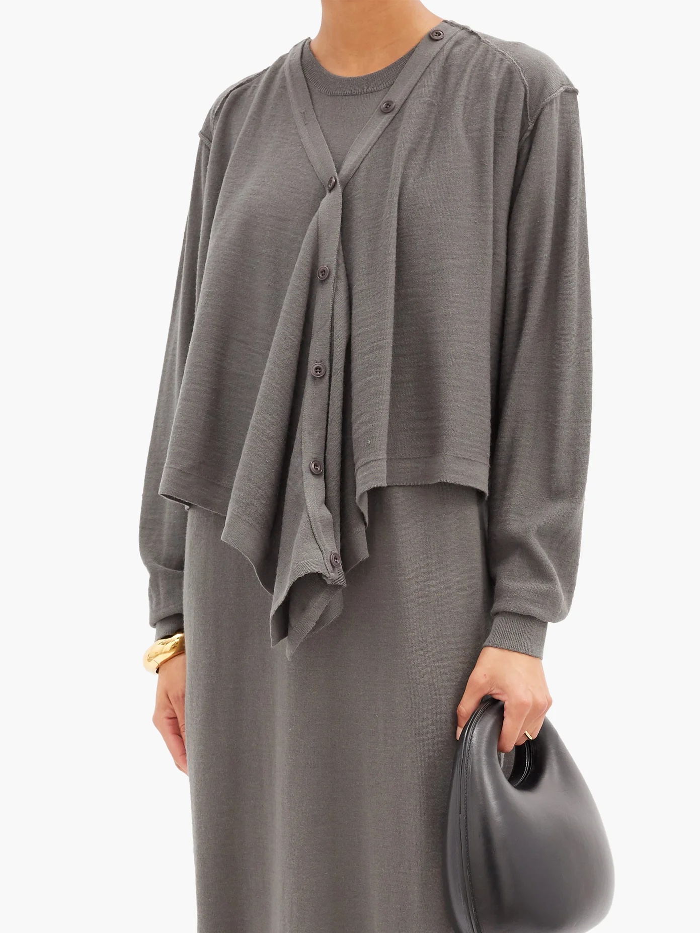 Layered wool-blend cardigan dress - 6