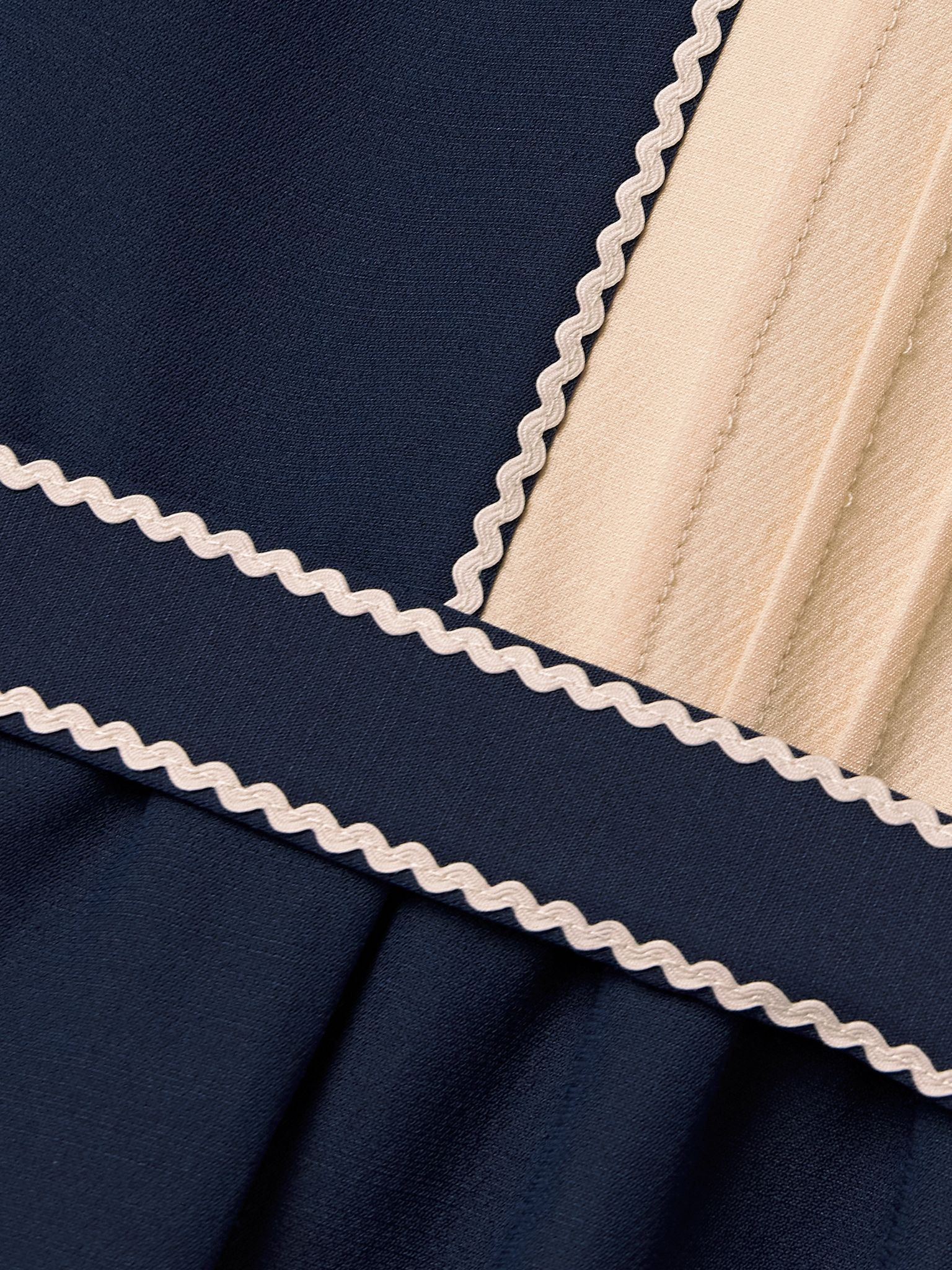 Ricrac, georgette and velvet-trimmed wool and silk-blend mini dress Navy - 4