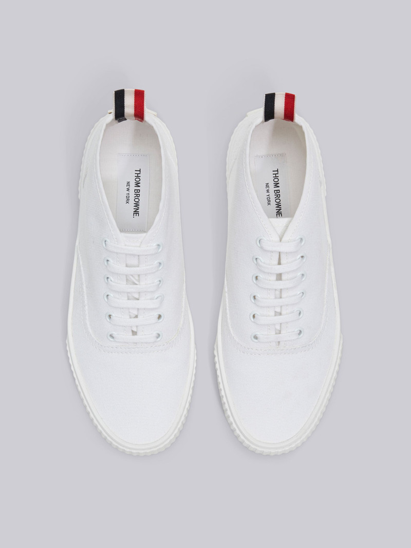 White Canvas Mid Top Heritage Trainer 4