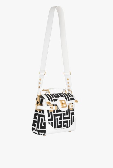 Bicolor jacquard B-Buzz 23 bag with black and white leather panel - 7