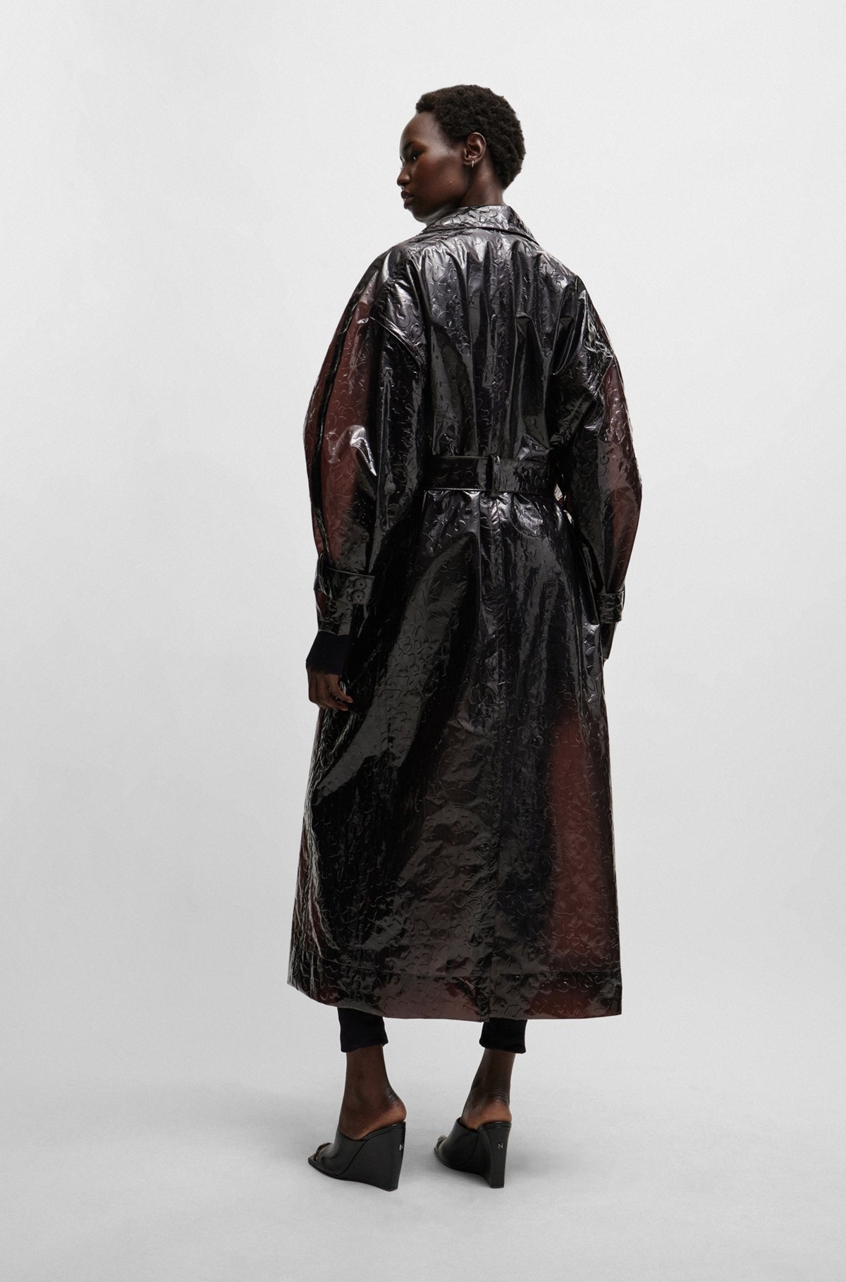 NAOMI X BOSS OVERSIZE RAINCOAT WITH LEOPARD-PATTERN EMBOSSING - 4