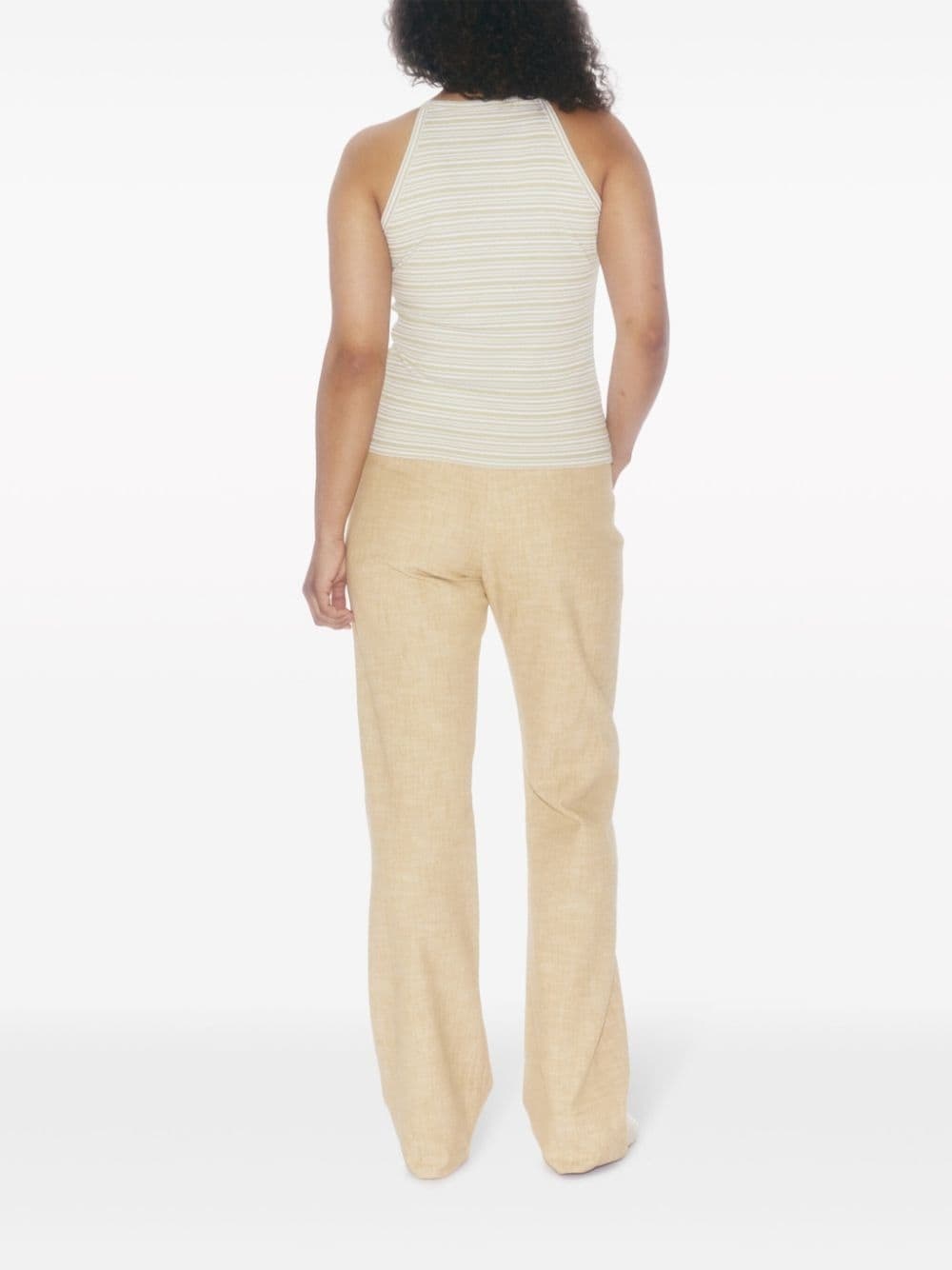 monogram-embroidered striped organic cotton tank top - 3