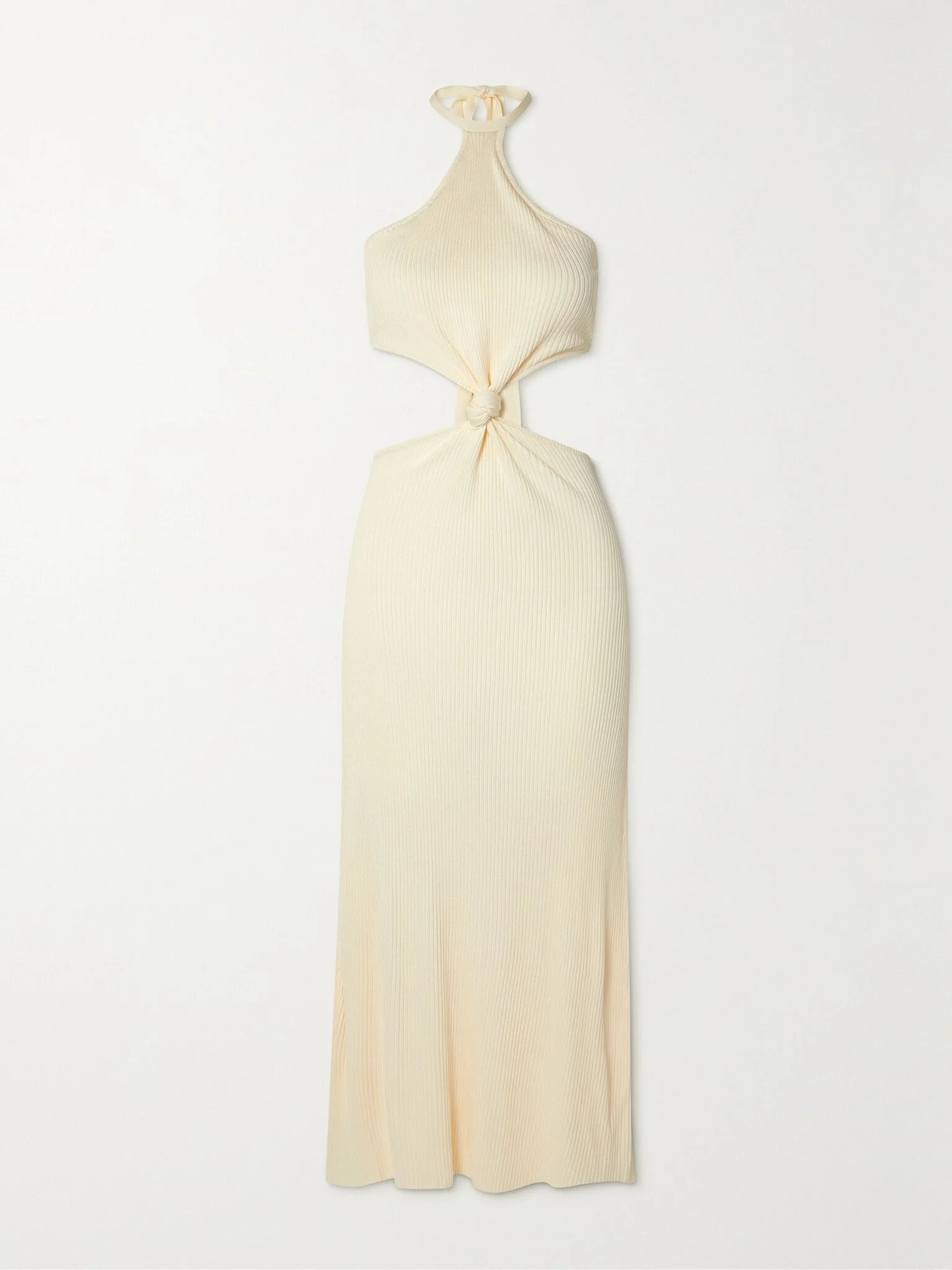 Cameron cutout ribbed-knit halterneck midi dress White - 1
