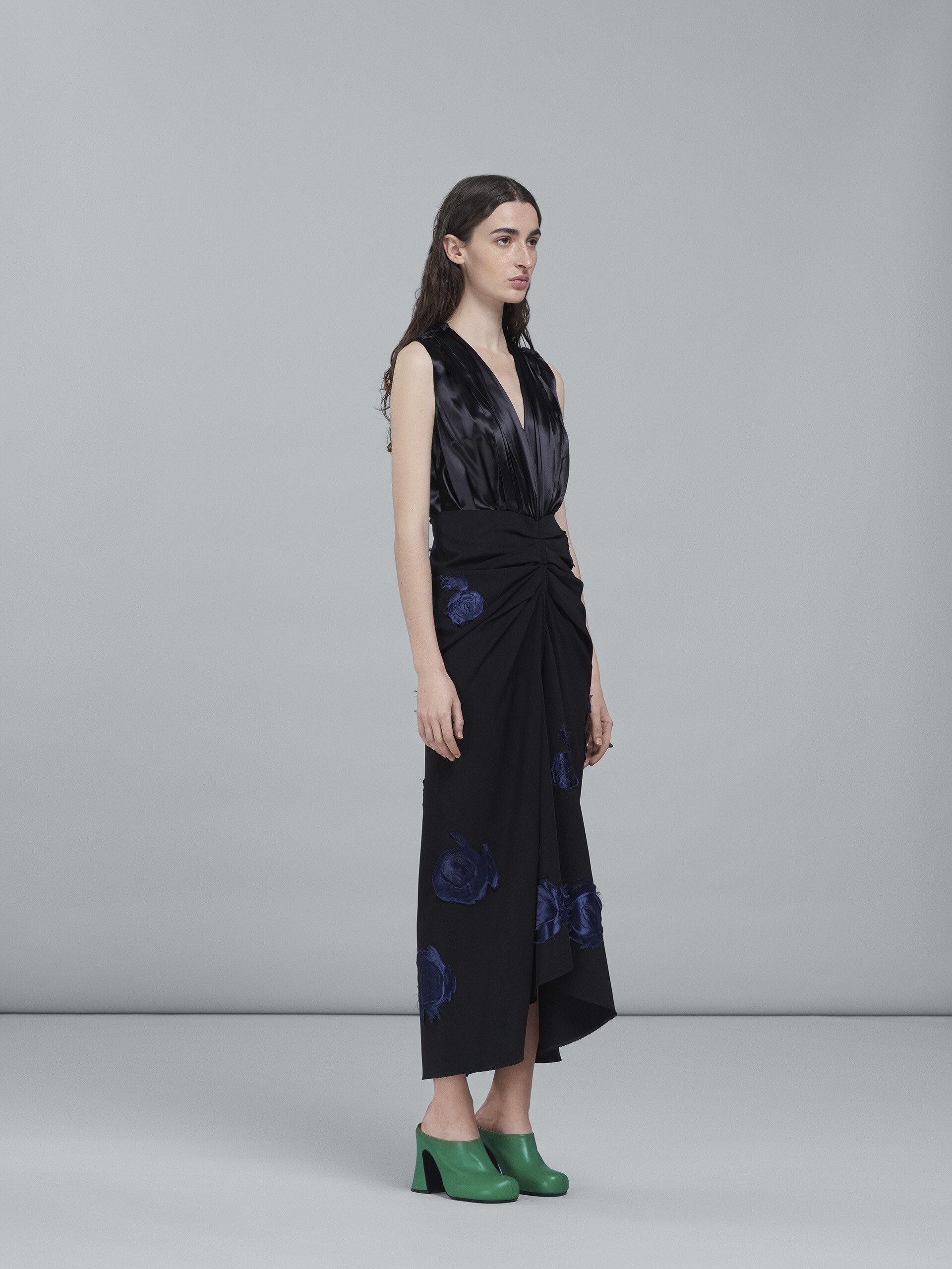 EMBROIDERED STRETCH CADY DRESS - 6