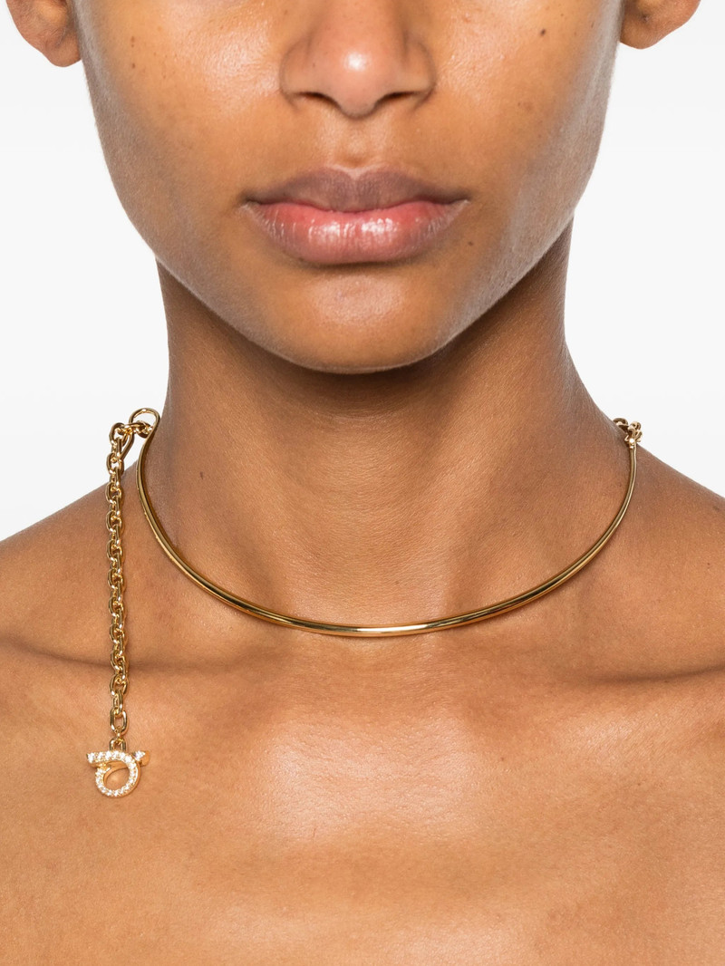 FERRAGAMO Ferragamo Gancini Crystal-embellished Necklace outlook