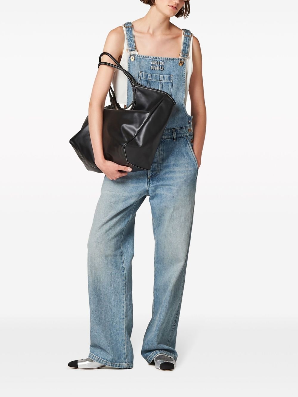 appliquÃ©-logo denim overalls - 2