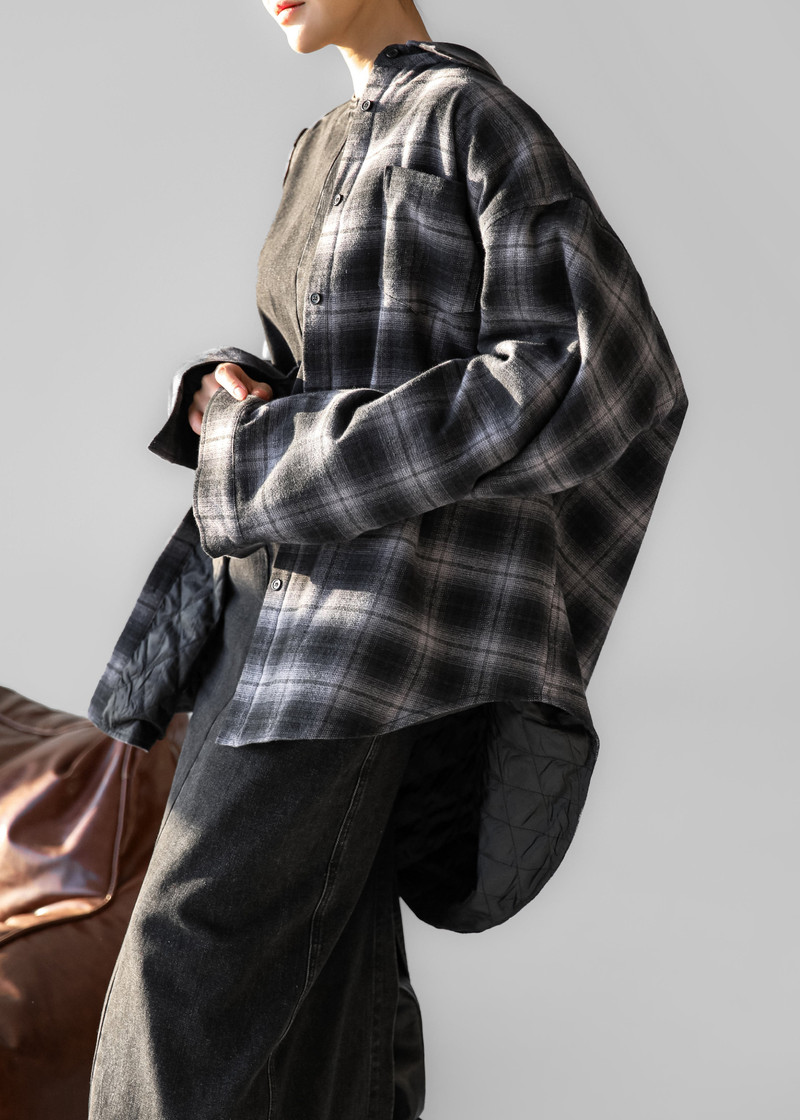 Helka Flannel Quilted Shirt - Charcoal 9
